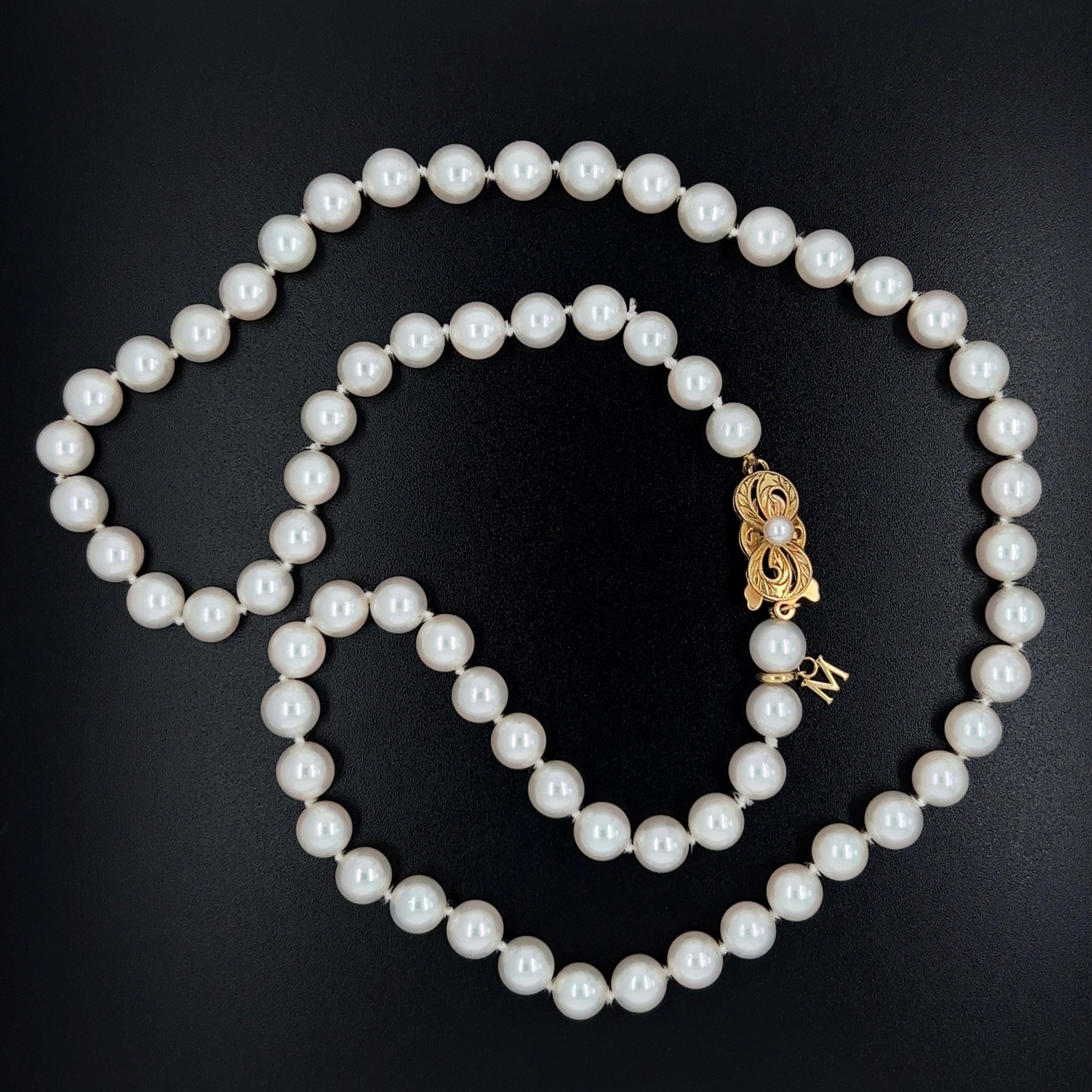 mikimoto cultured pearl strand necklace 18k