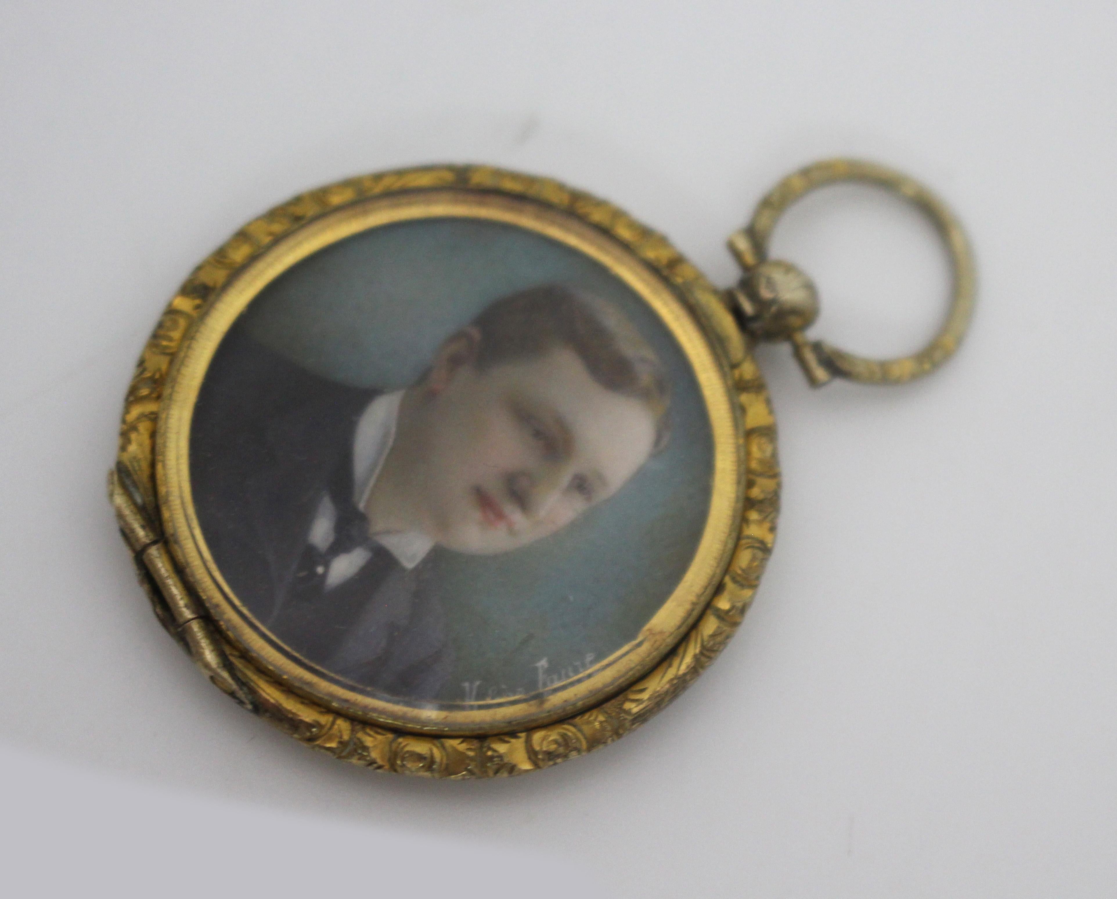 European Fine Miniature Portrait by Hélène Faure For Sale