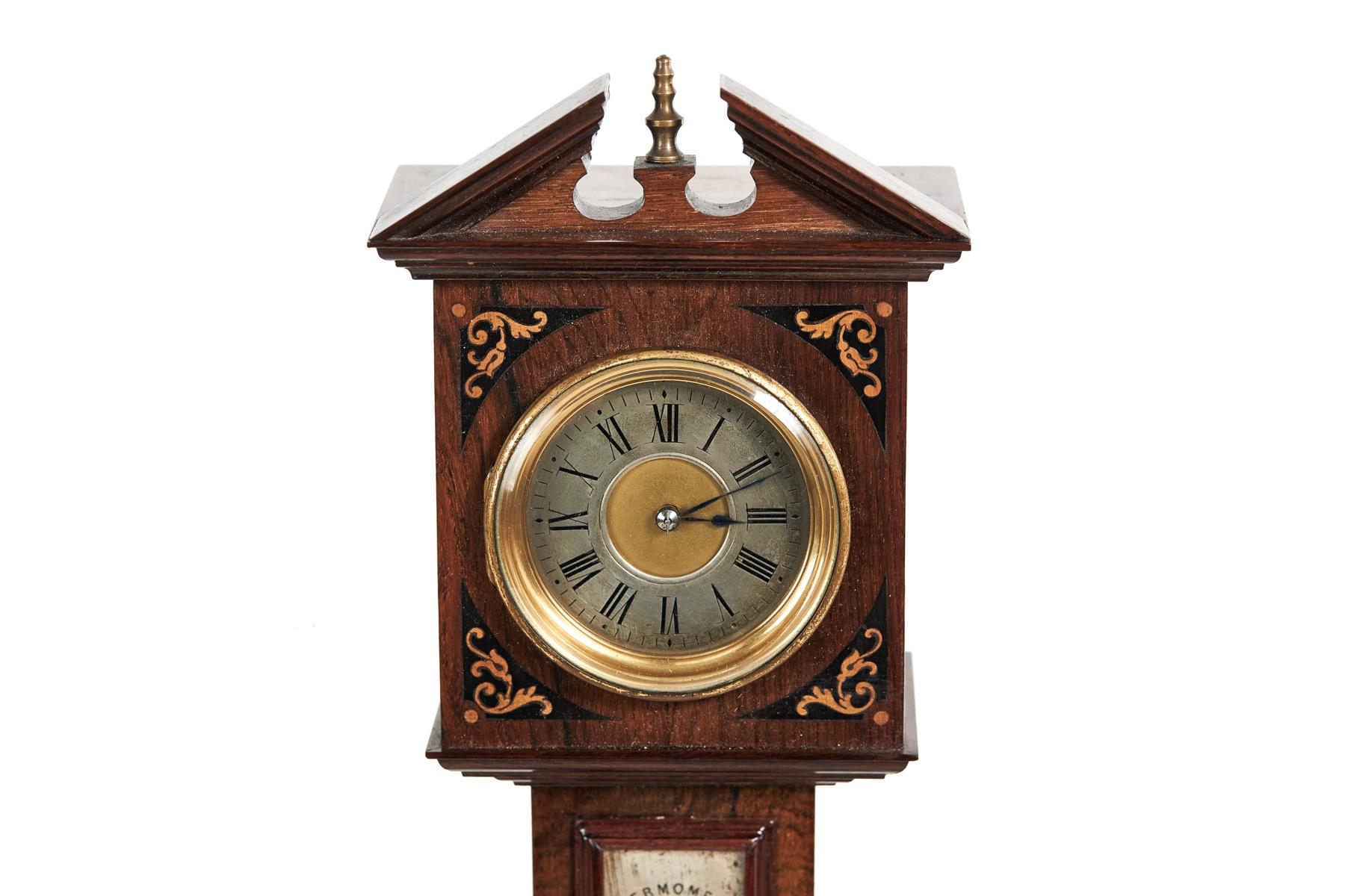 Feine Miniature viktorianischen Palisander & Intarsien Großvater Uhr (Spätviktorianisch) im Angebot