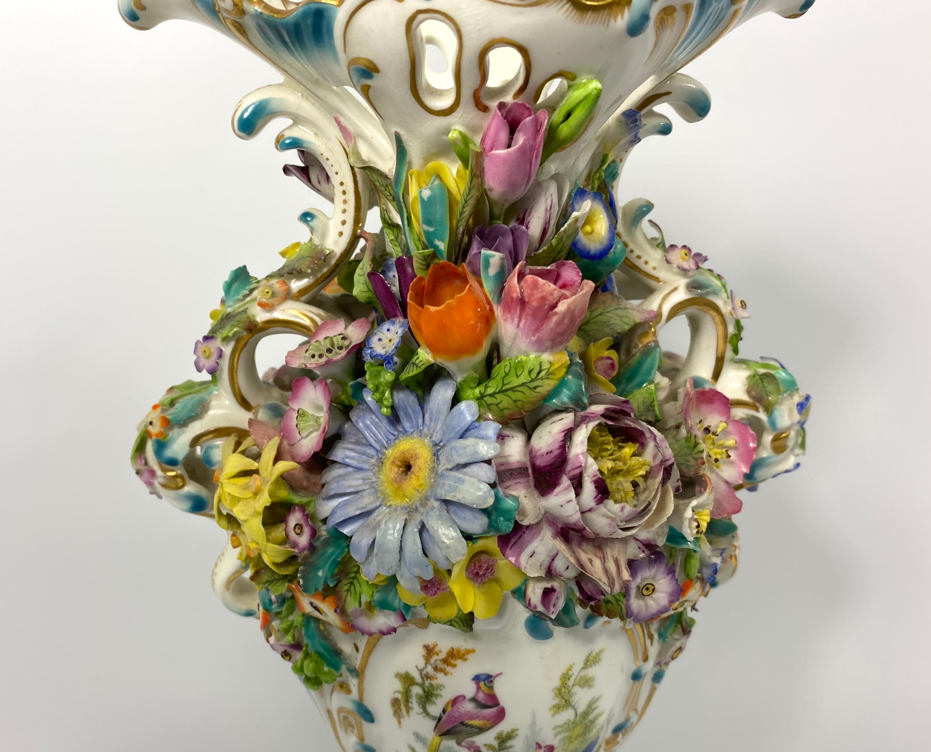 Fine Minton Porcelain ‘Flower Encrusted’ Garniture, circa 1830 For Sale 5
