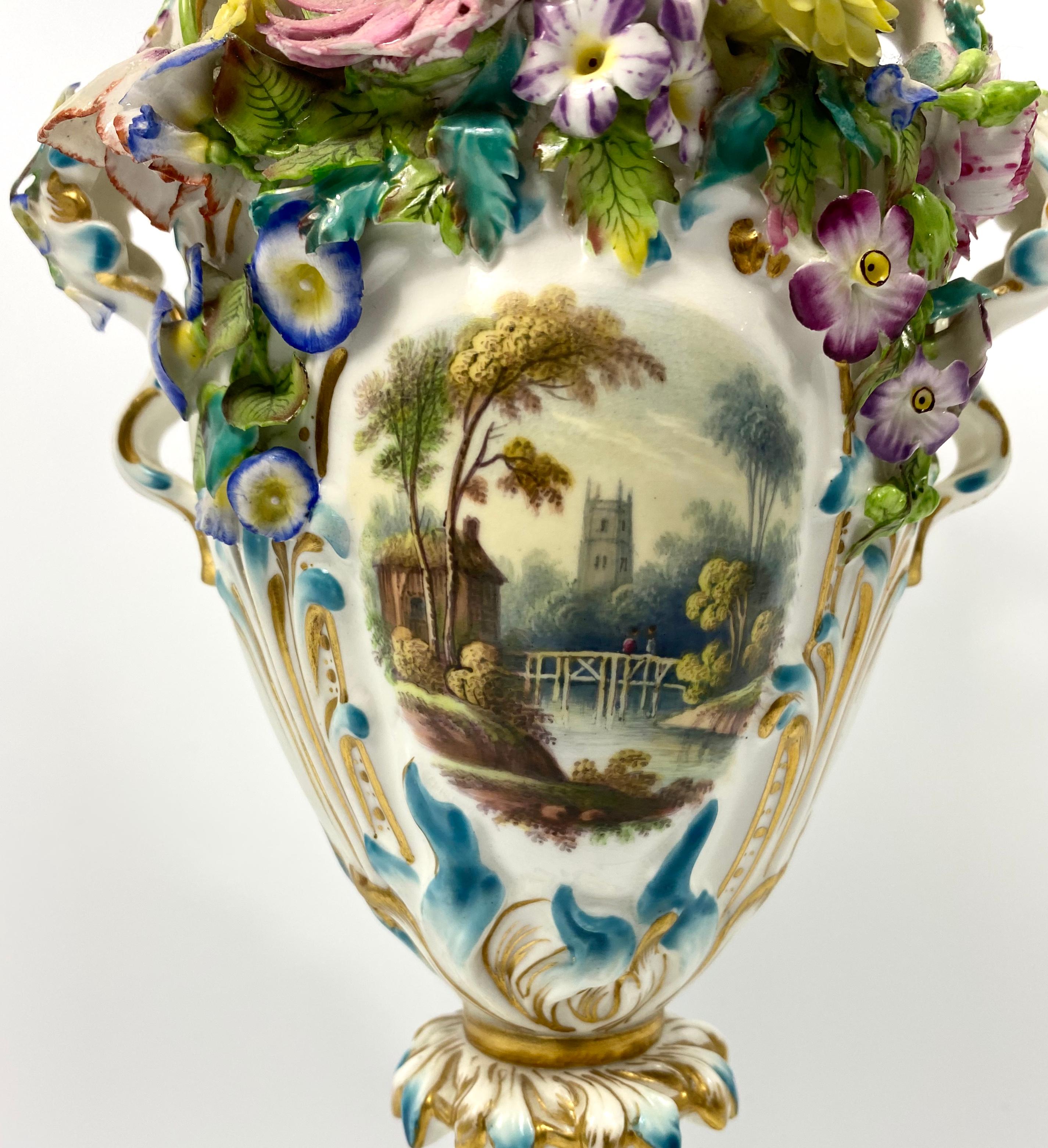 Fine Minton Porcelain ‘Flower Encrusted’ Garniture, circa 1830 For Sale 8