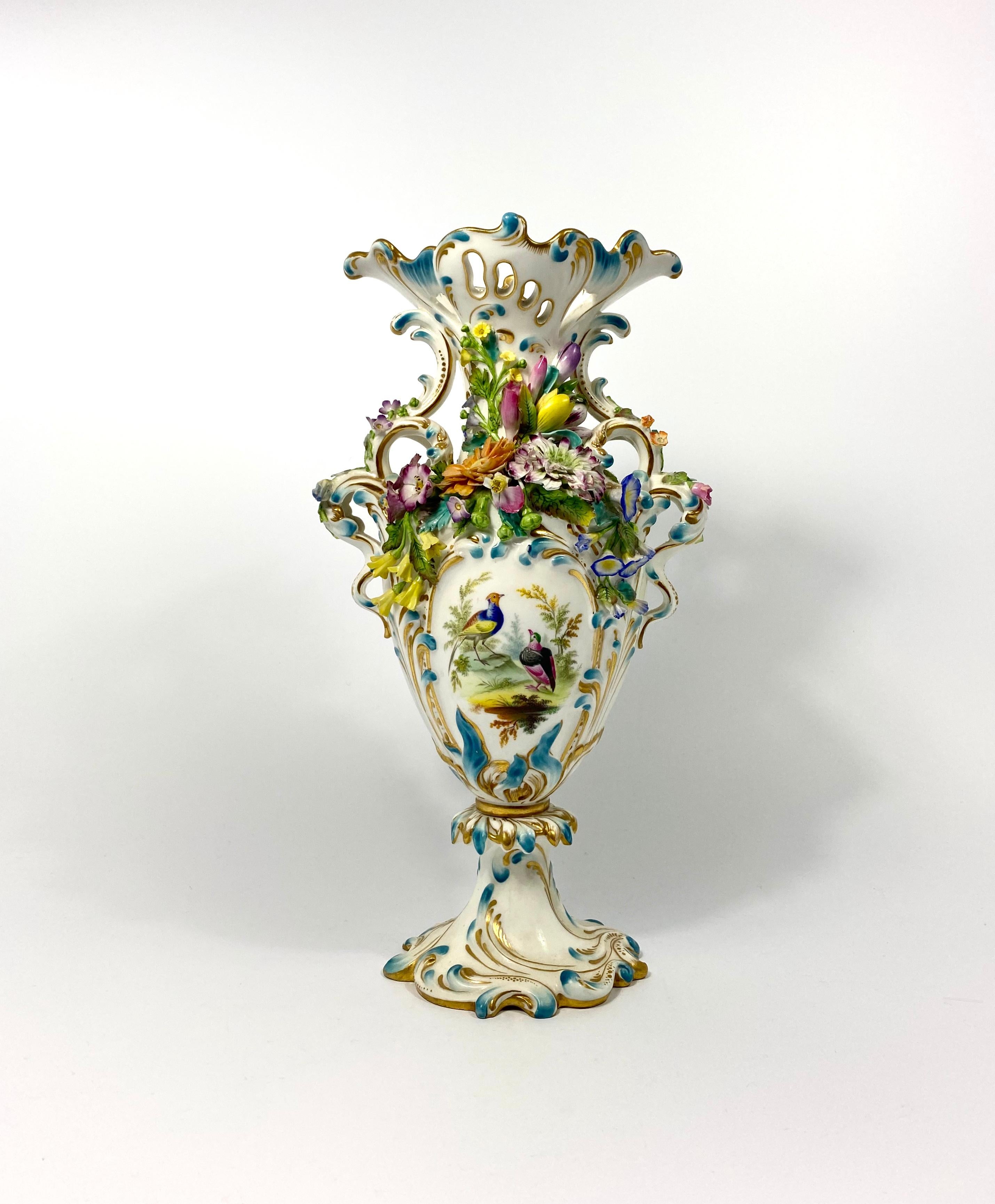 Fine Minton Porcelain ‘Flower Encrusted’ Garniture, circa 1830 For Sale 9
