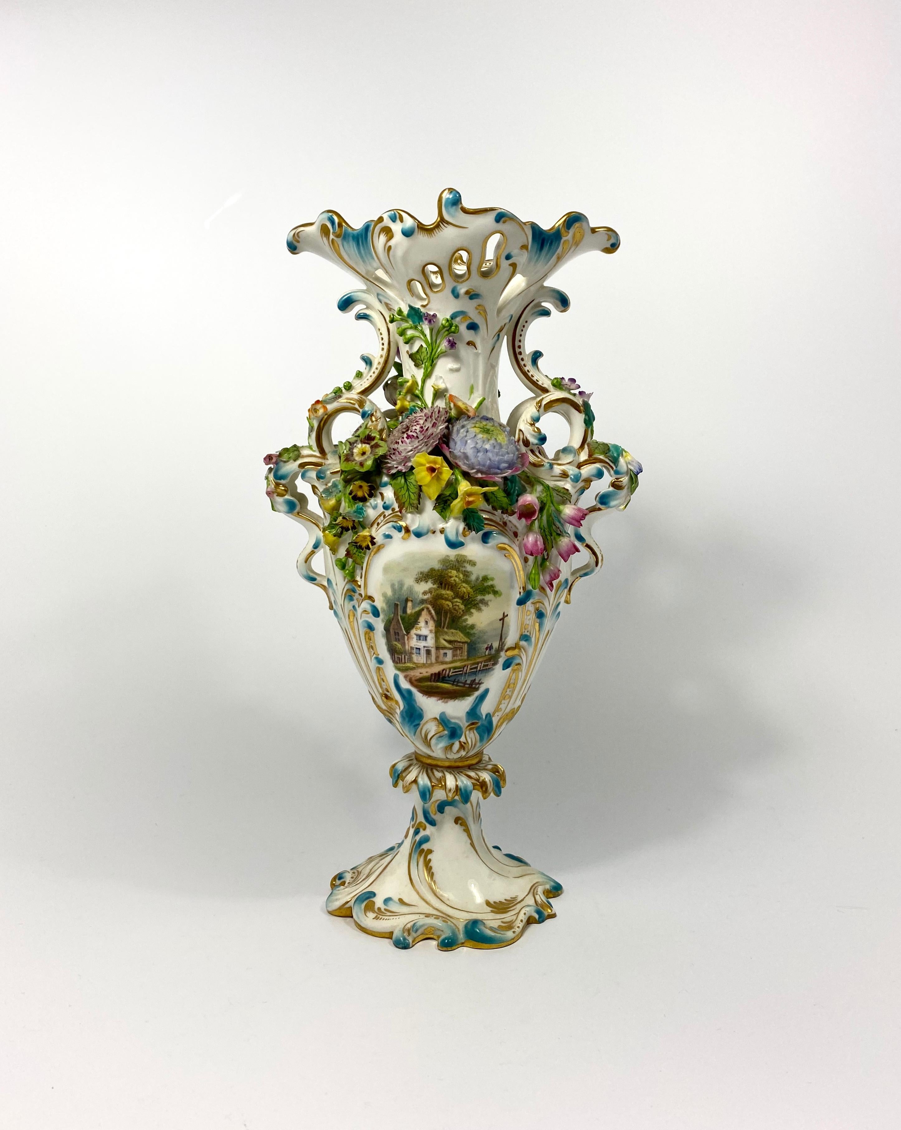 Fine Minton Porcelain ‘Flower Encrusted’ Garniture, circa 1830 For Sale 12