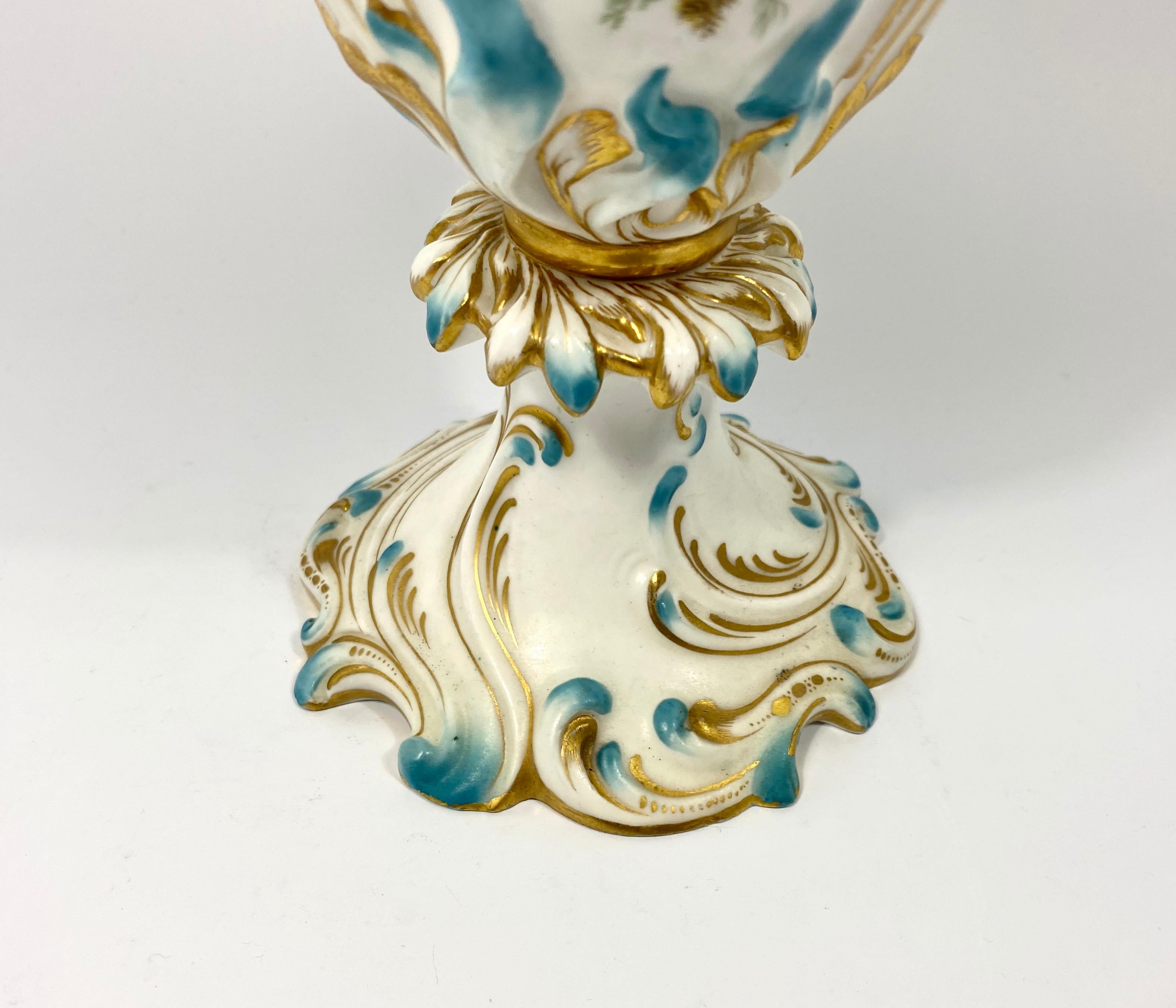 Fired Fine Minton Porcelain ‘Flower Encrusted’ Garniture, circa 1830 For Sale