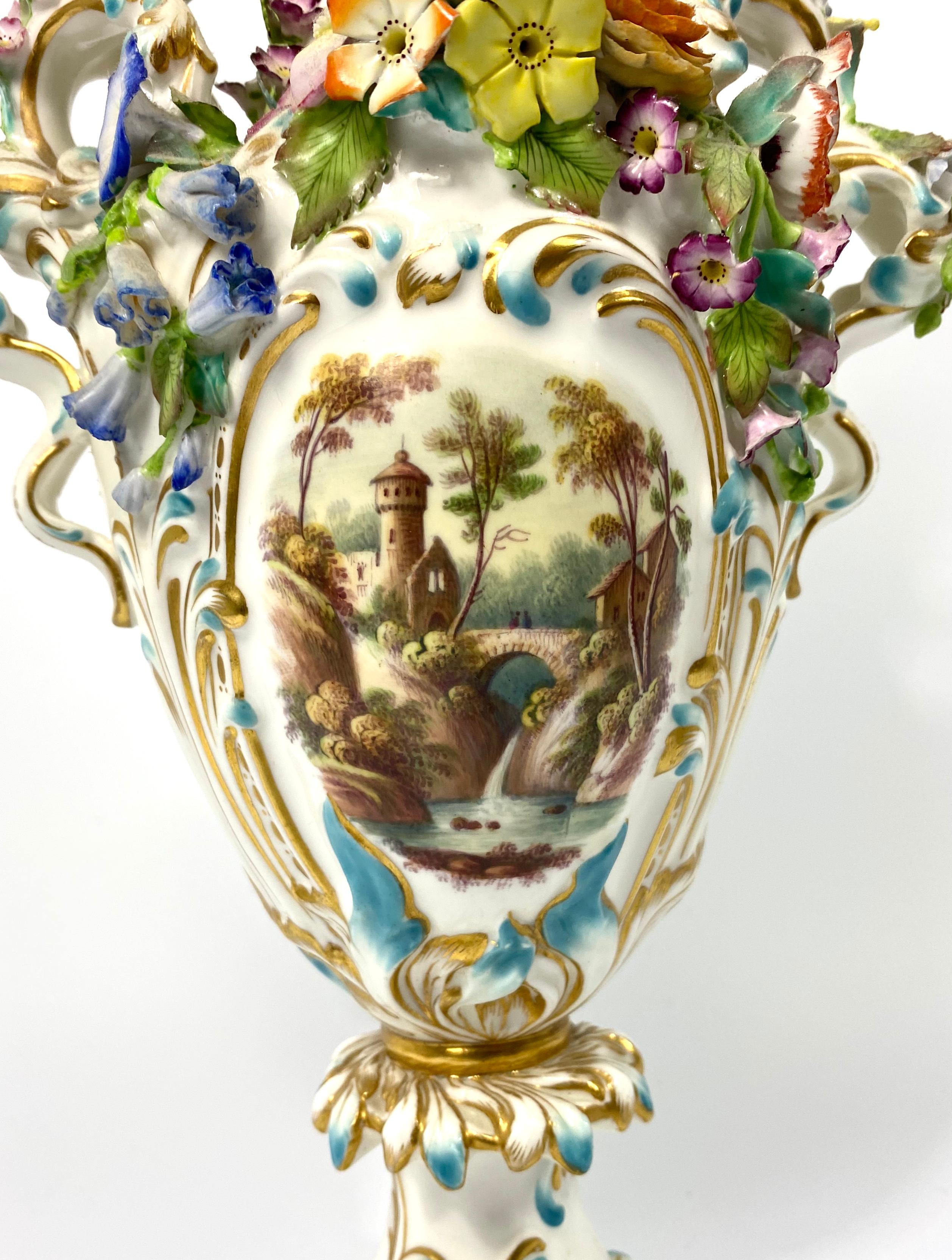 Fine Minton Porcelain ‘Flower Encrusted’ Garniture, circa 1830 For Sale 1