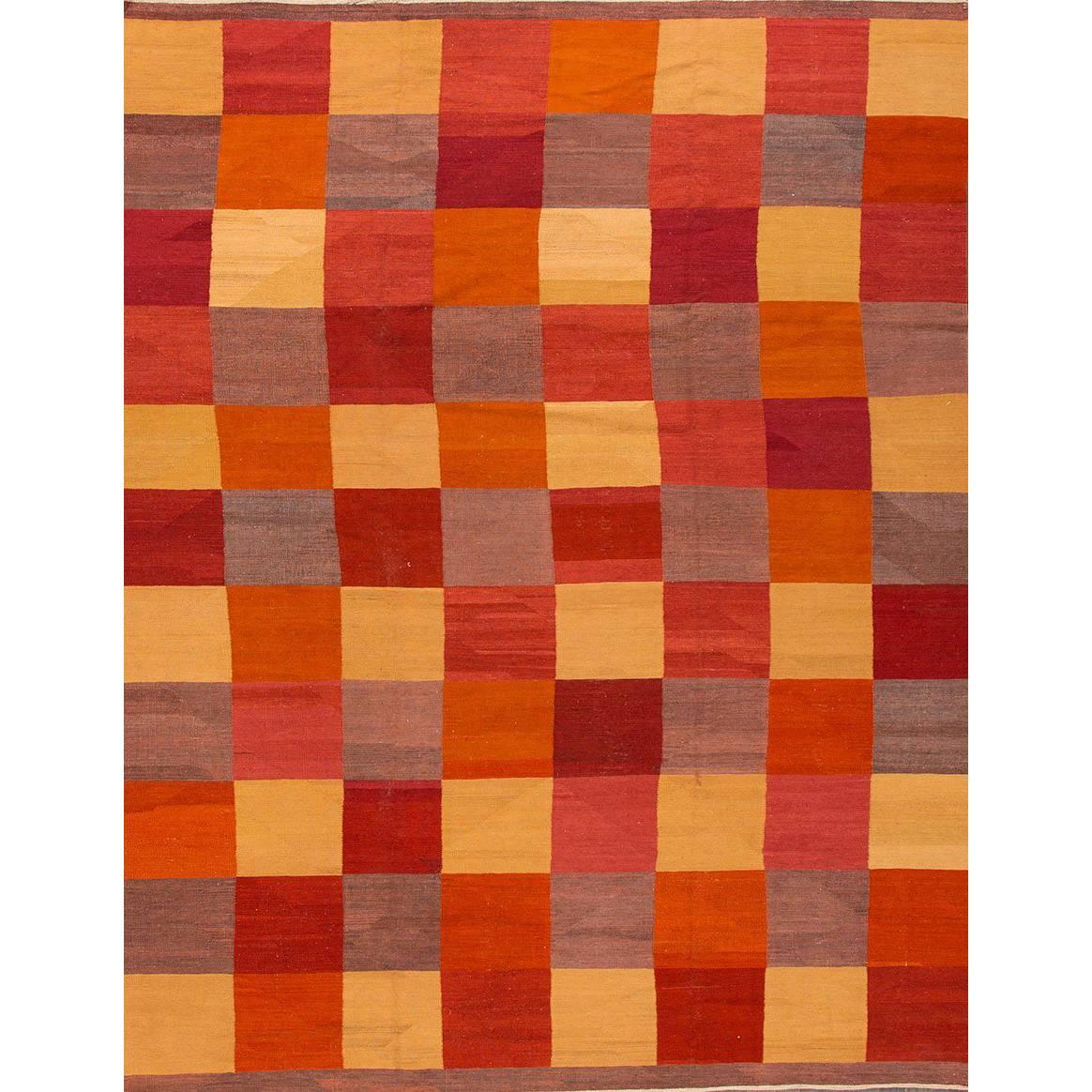 Fine Modern Geometric Multicolored Kilim Rug