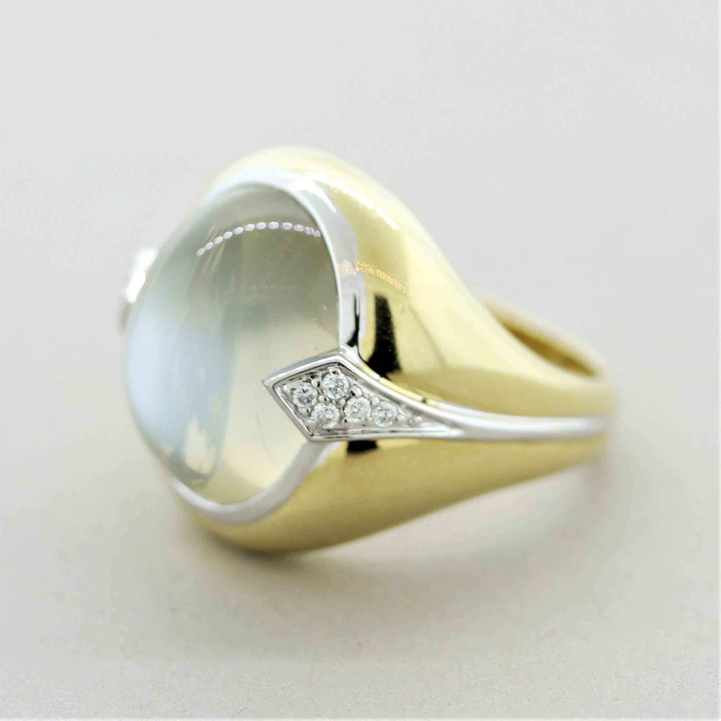 Mixed Cut Fine Moonstone Diamond Gold Cocktail Ring