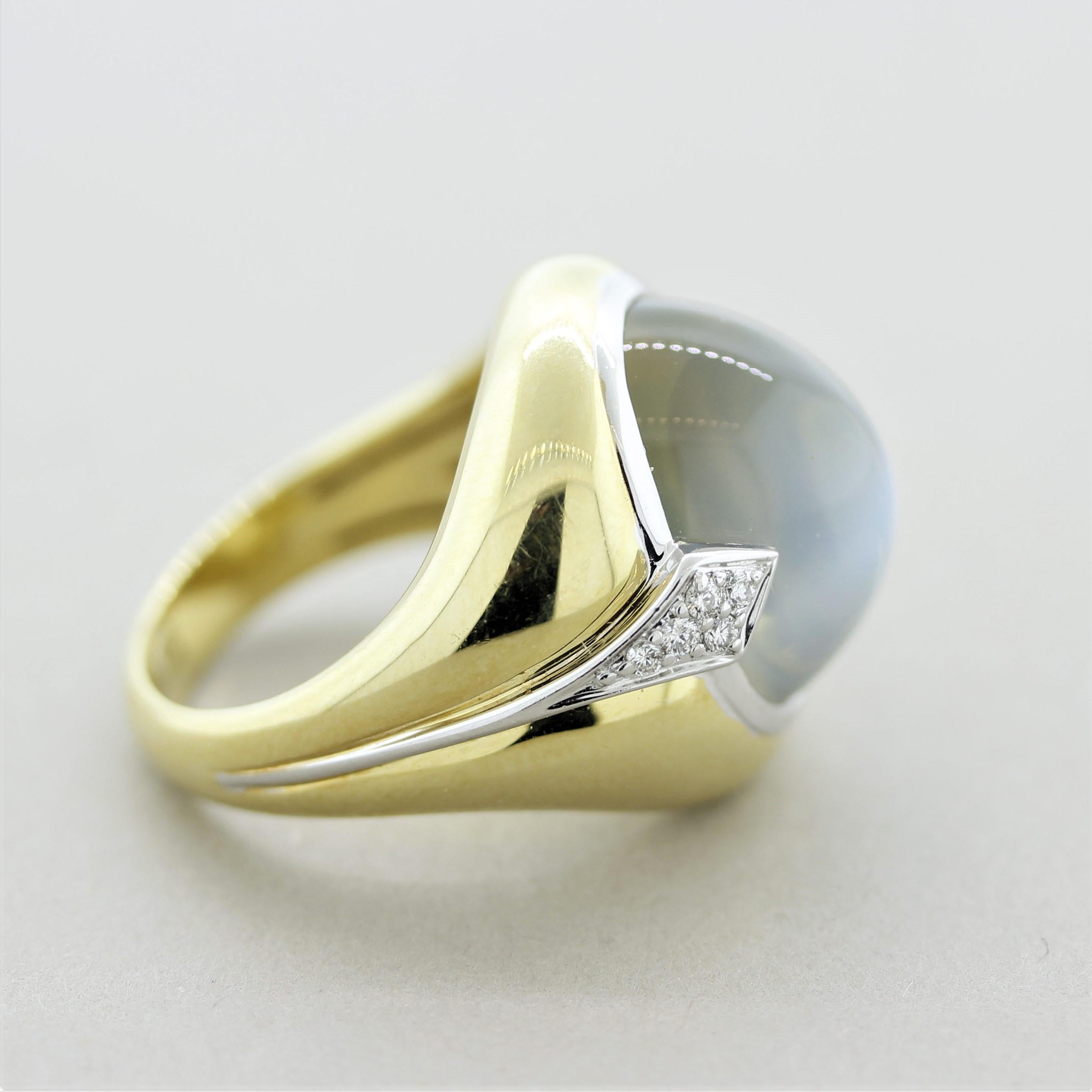 Women's Fine Moonstone Diamond Gold Cocktail Ring