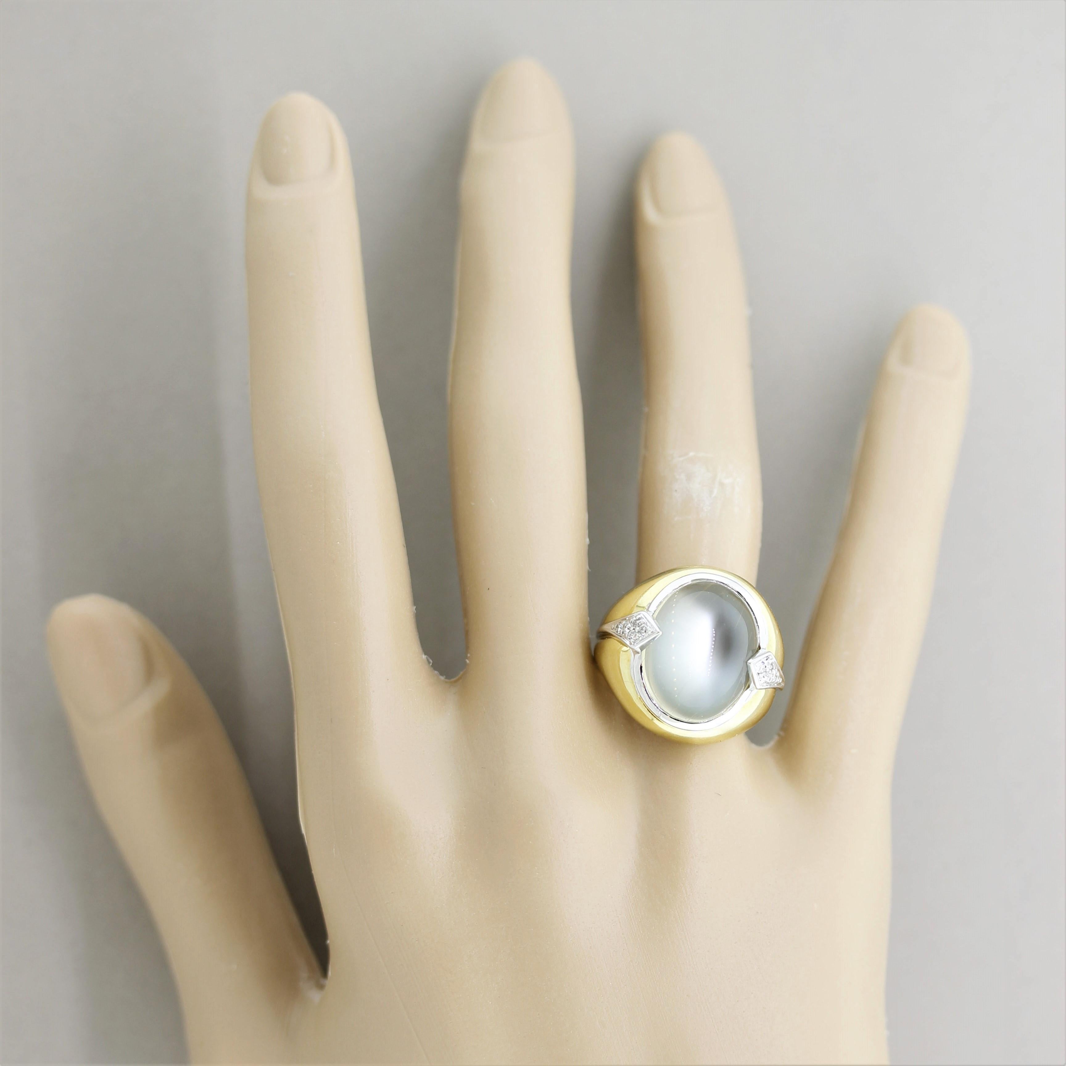 Fine Moonstone Diamond Gold Cocktail Ring 1
