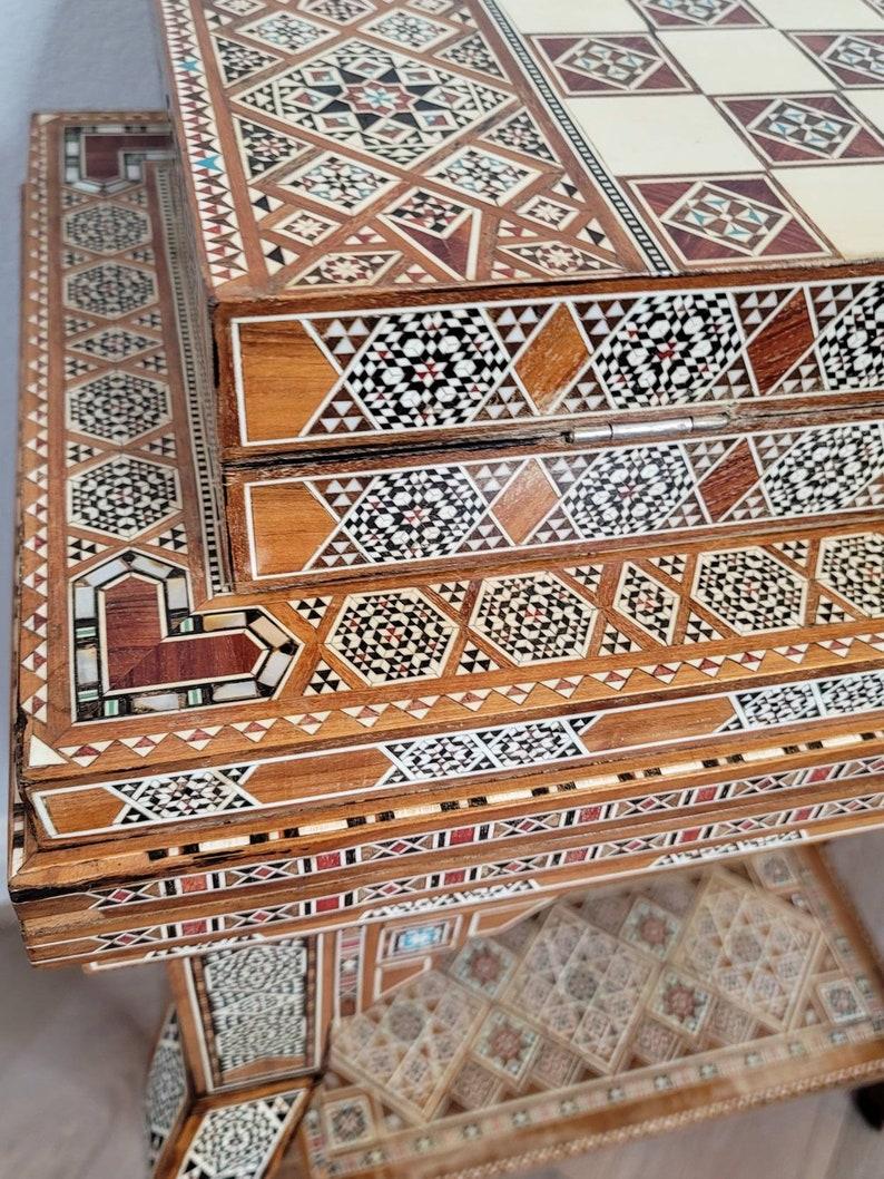 Mother-of-Pearl Fine Moorish Middle Eastern Arabesque Mosaic Games Table