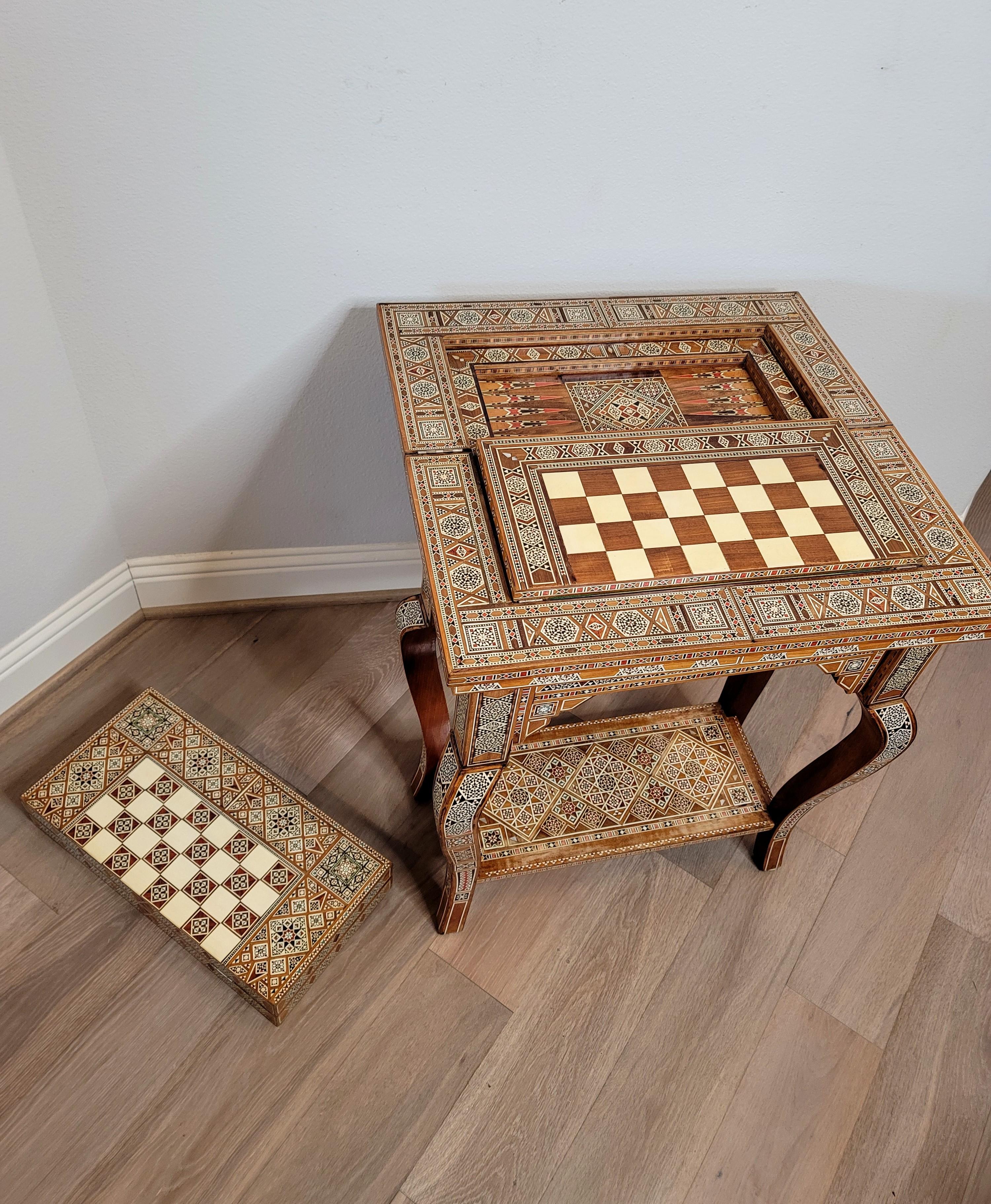 Fine Moorish Middle Eastern Arabesque Mosaic Games Table 1