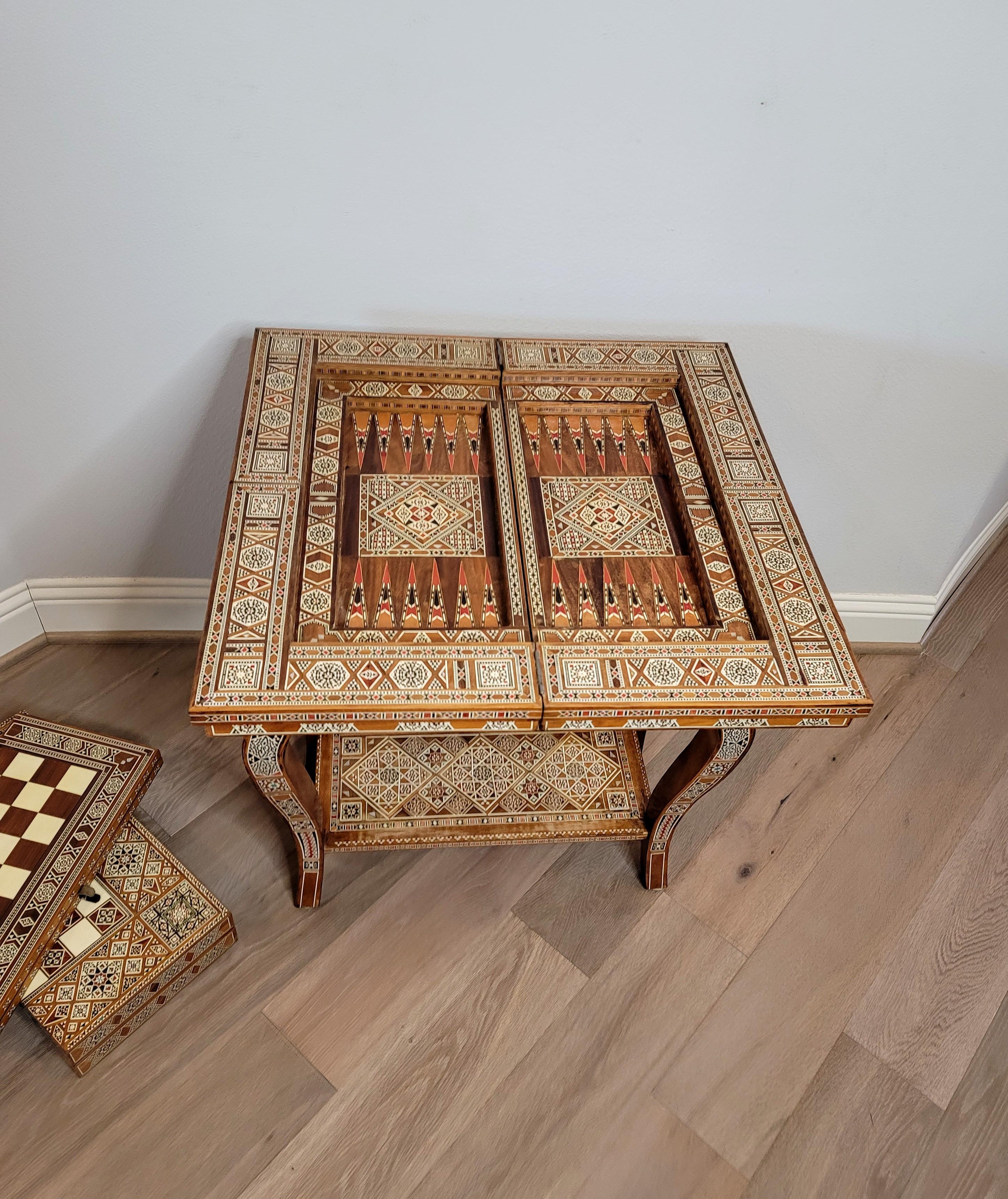 Fine Moorish Middle Eastern Arabesque Mosaic Games Table 2