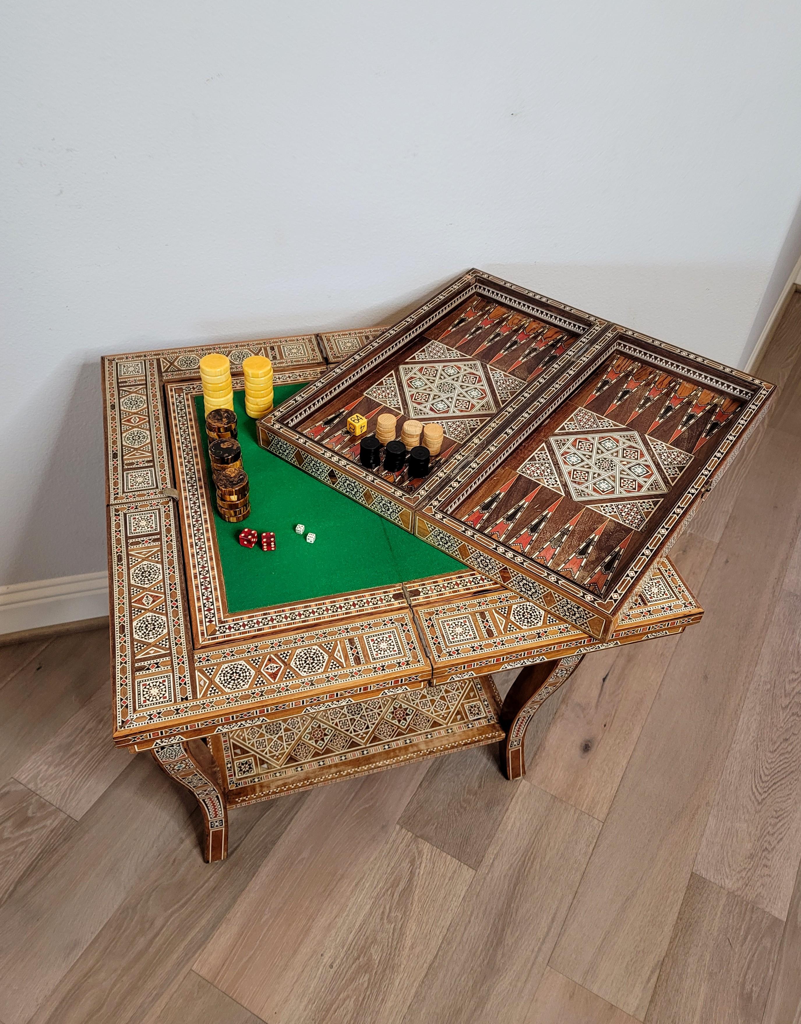 Fine Moorish Middle Eastern Arabesque Mosaic Games Table 3