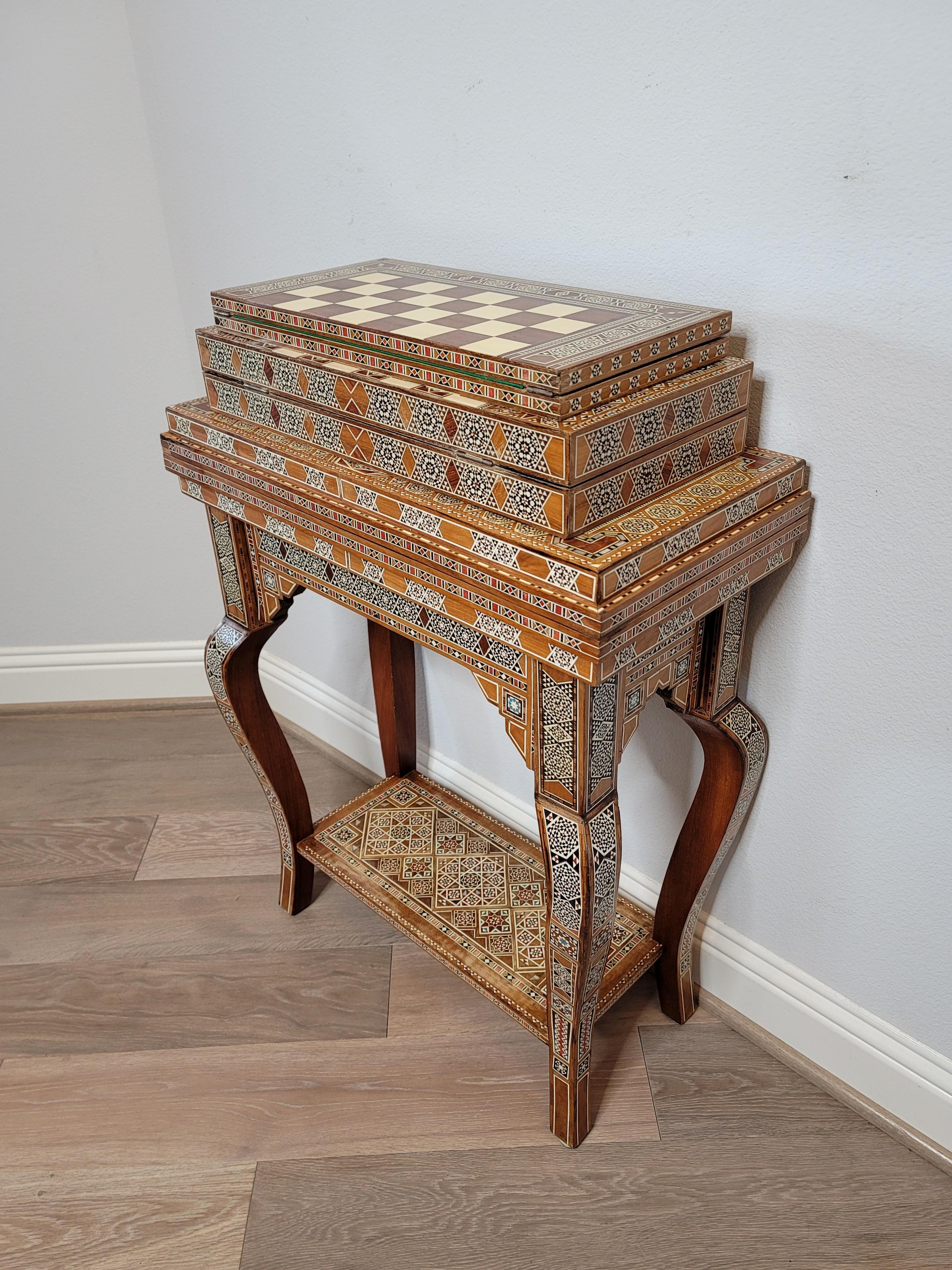 Fine Moorish Middle Eastern Arabesque Mosaic Games Table 7