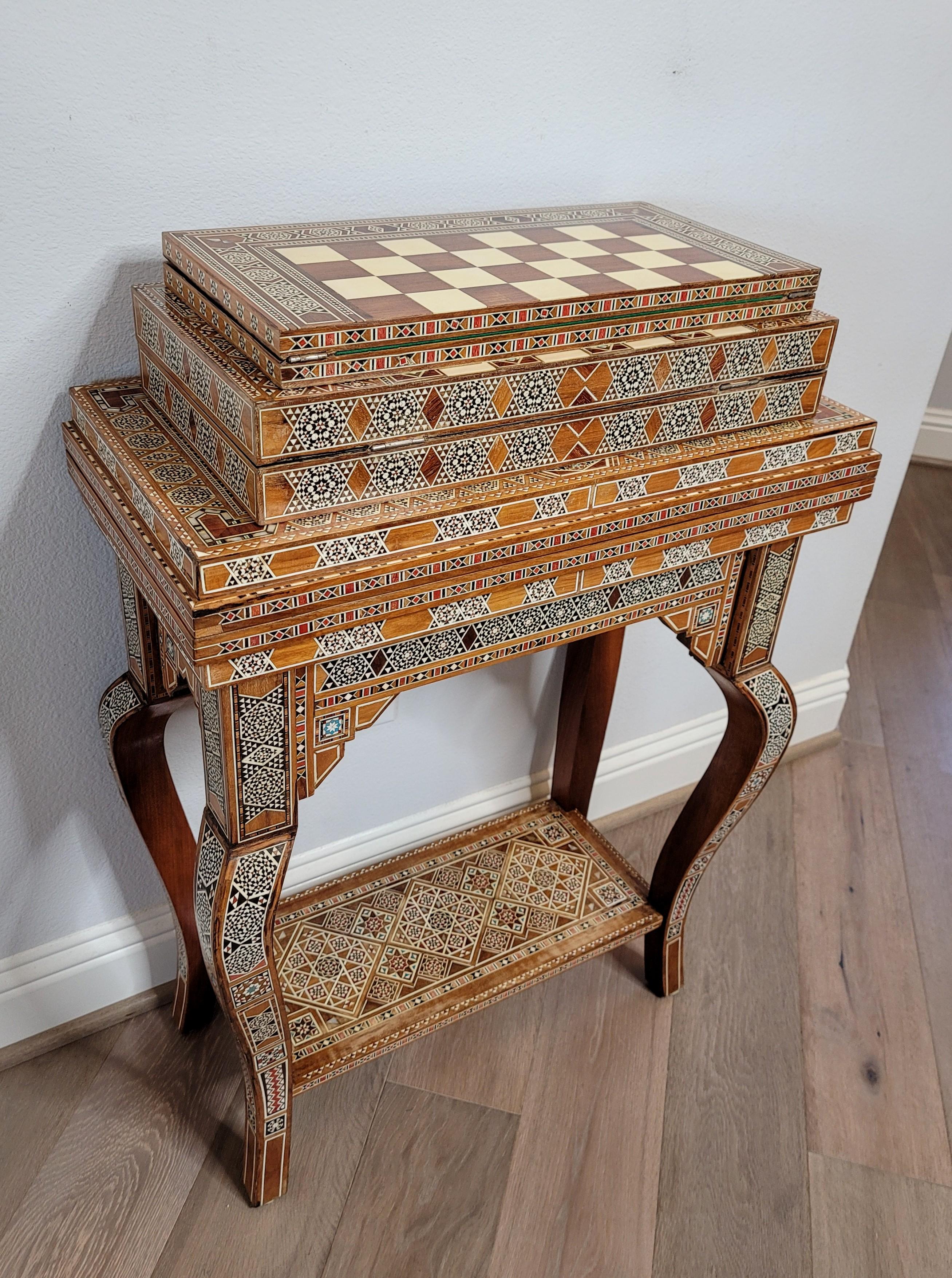 Fine Moorish Middle Eastern Arabesque Mosaic Games Table 8