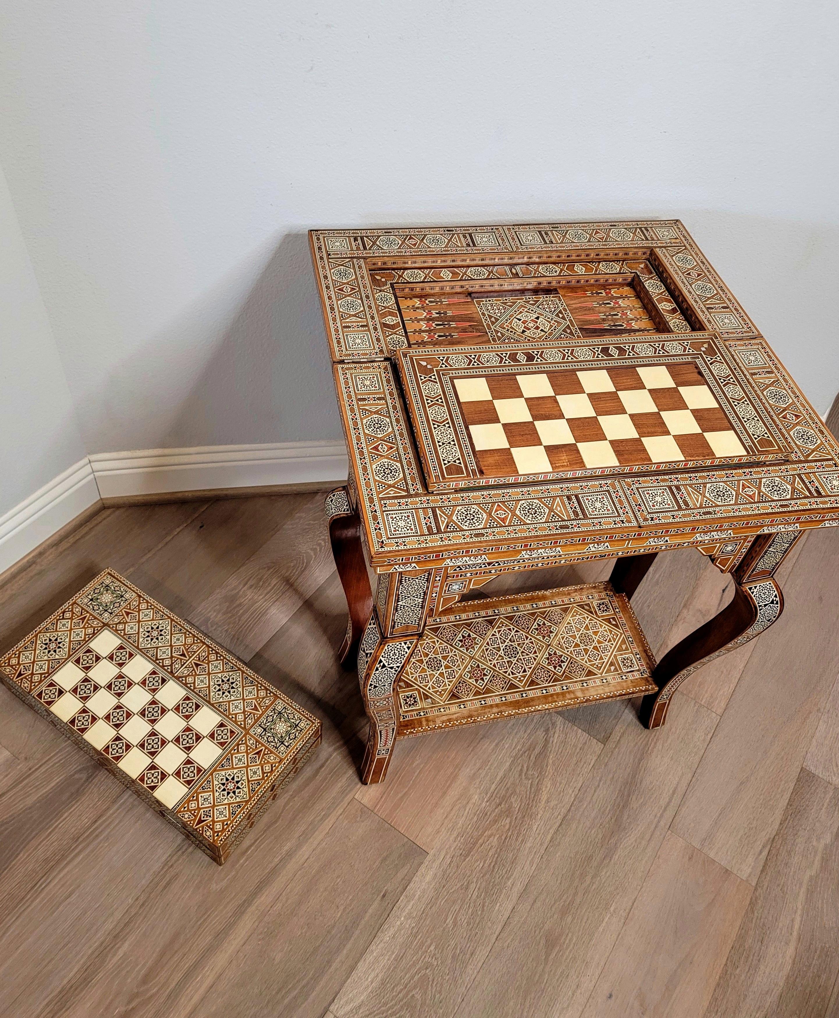 Fine Moorish Middle Eastern Arabesque Mosaic Games Table 10