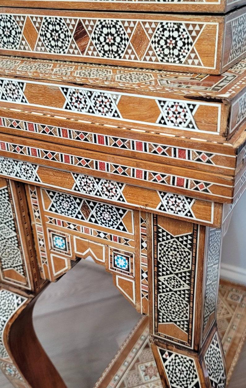 Mid-20th Century Fine Moorish Middle Eastern Arabesque Mosaic Games Table