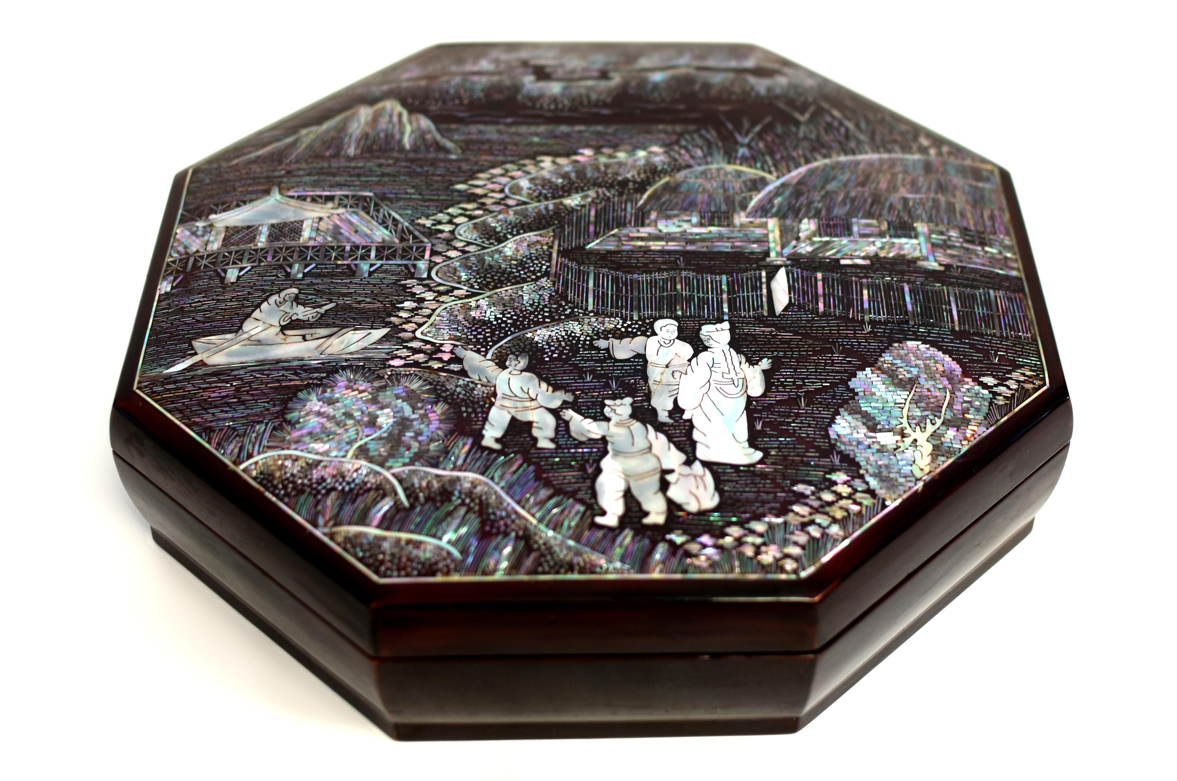 Fine Mother of Pearl Sweetmeat Box with 9 Trays 10