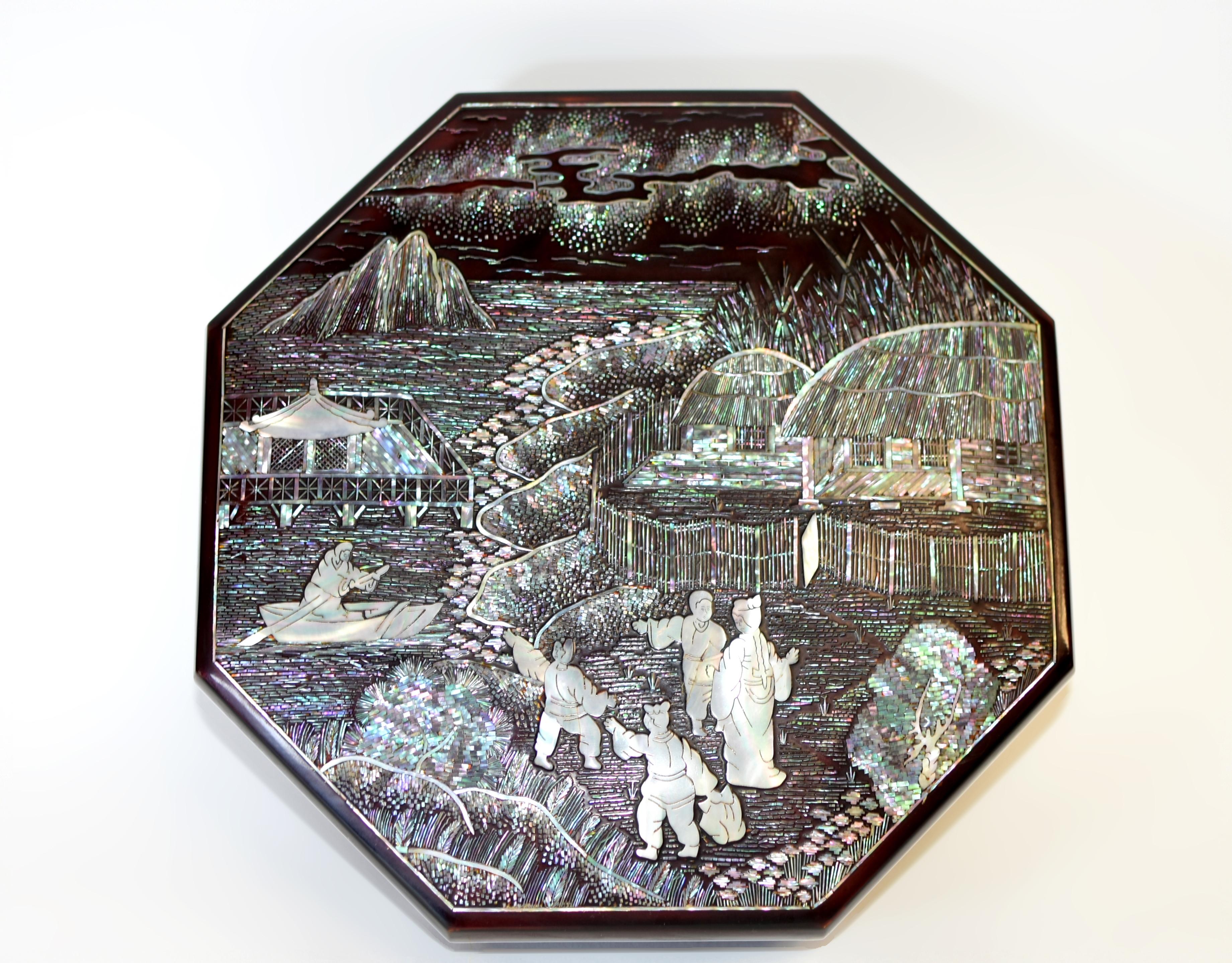 Fine Mother of Pearl Sweetmeat Box with 9 Trays 1