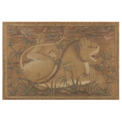 Fine Mughal Painting of a ‘Lion at Rest’, North India, Early 19th Century