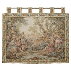 Fine tapisserie française ancienne brodée de style Napoléon III vers 1860, de type chemin de fer