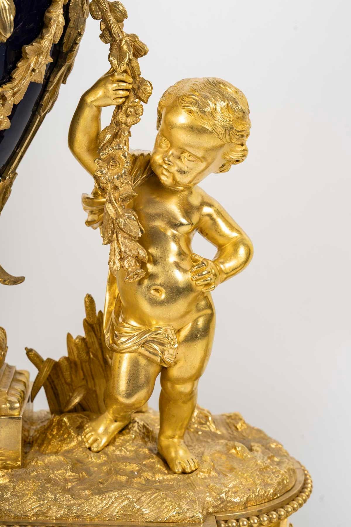 Gilt Fine Napoleon III Period Mantel Set, 19th Century. For Sale