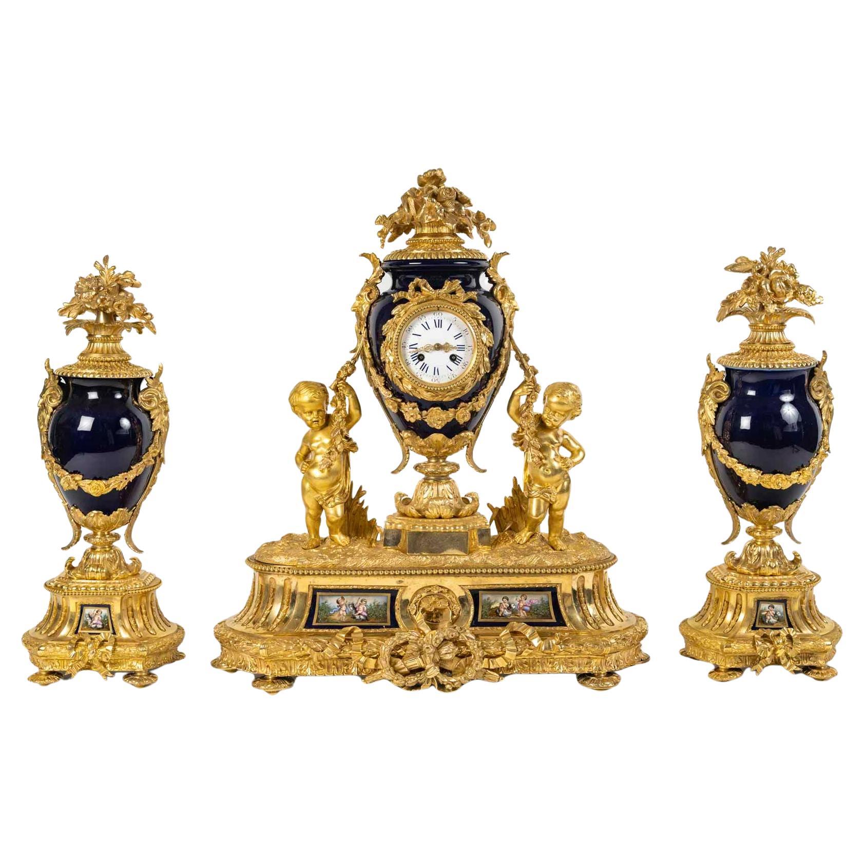 Fine Napoleon III Period Mantel Set, 19th Century. For Sale