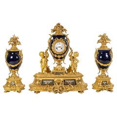 Fine Napoleon III Period Mantel Set, 19th Century.