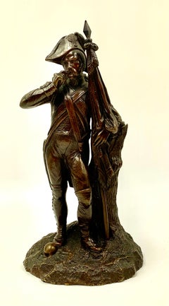 Fine Napoleonic Antique French Empire Cabinet Bronze Officer Twisting Mustache