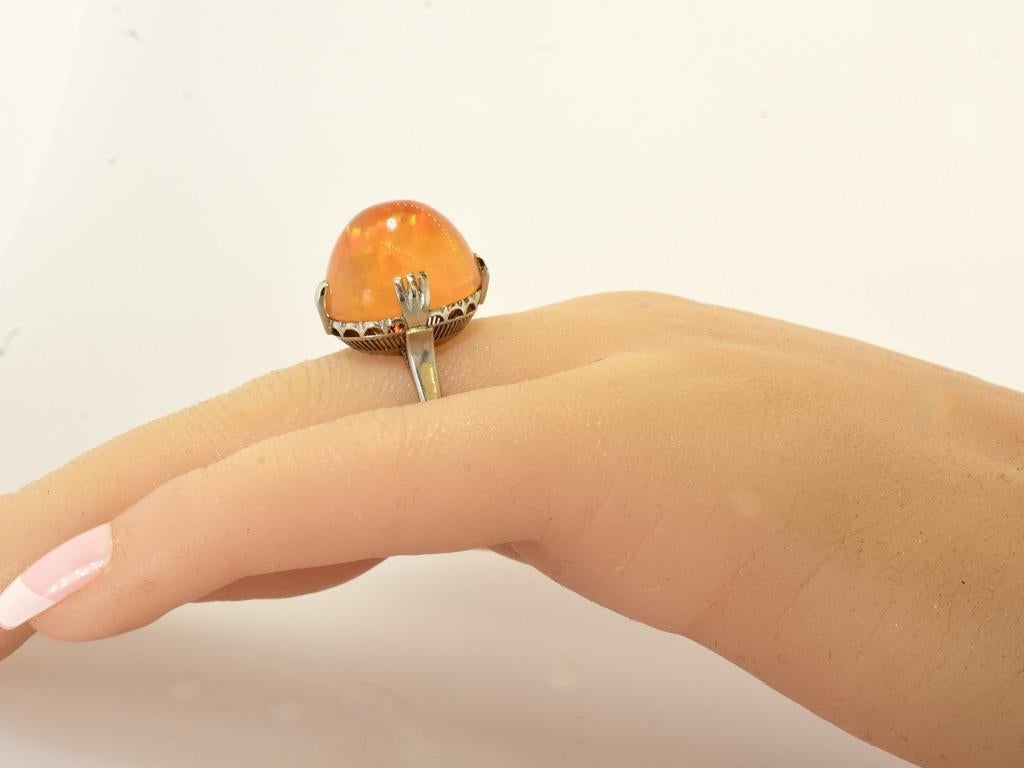 Fine Natural 16.4 ct. Fire Opal and Platinum Antique Ring, c. 1915. For Sale 3