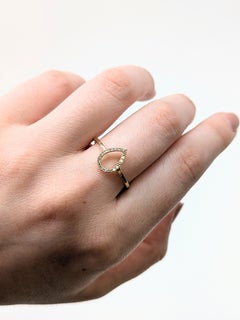 Fine Natural Diamond Pear Halo Ring: Solid 14K Gold – Elegant Statement Jewelry