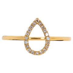 Fine Natural Diamond Pear Halo Ring: Massiv 14K Gold - Eleganter Statement-Schmuck