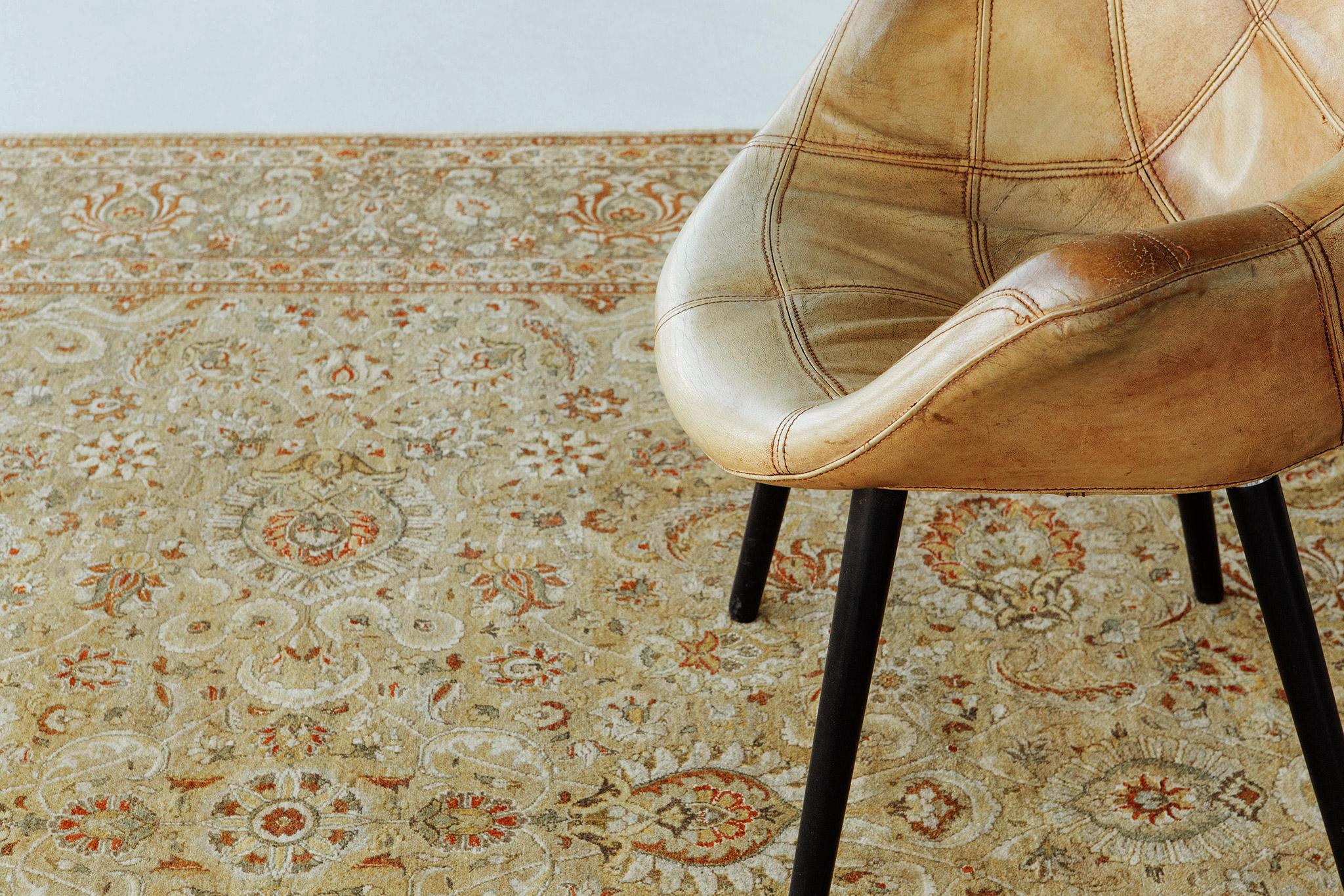 Feiner Naturfarbstoff Tabriz Allover-Design-Teppich (Pakistanisch) im Angebot