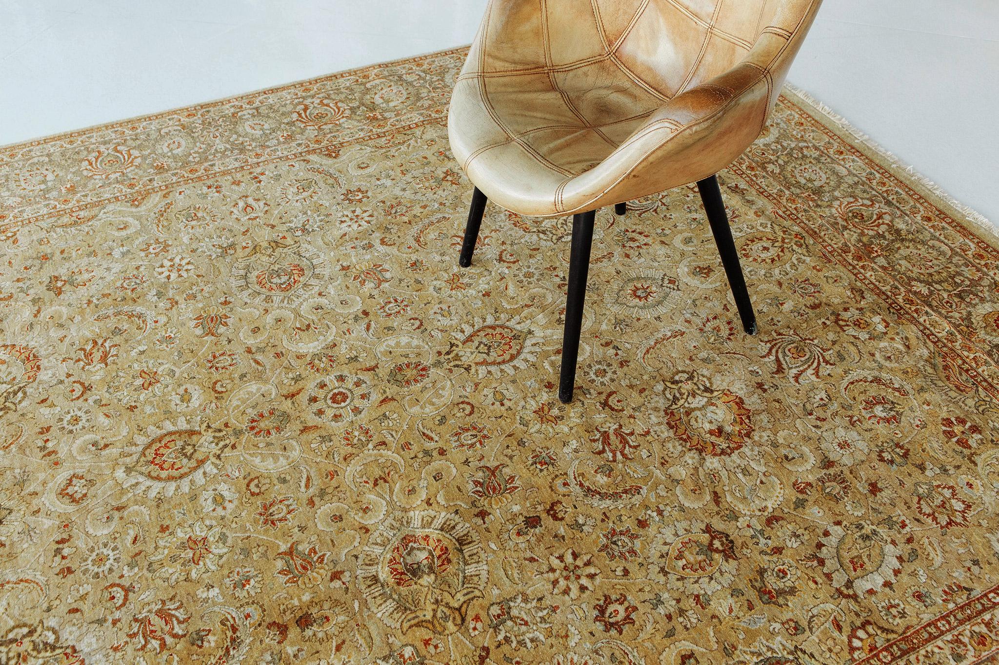 Feiner Naturfarbstoff Tabriz Allover-Design-Teppich (Handgeknüpft) im Angebot