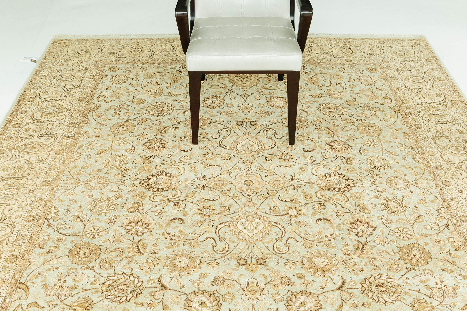 Feiner Naturfarbstoff Tabriz Allover-Design-Teppich (Wolle) im Angebot
