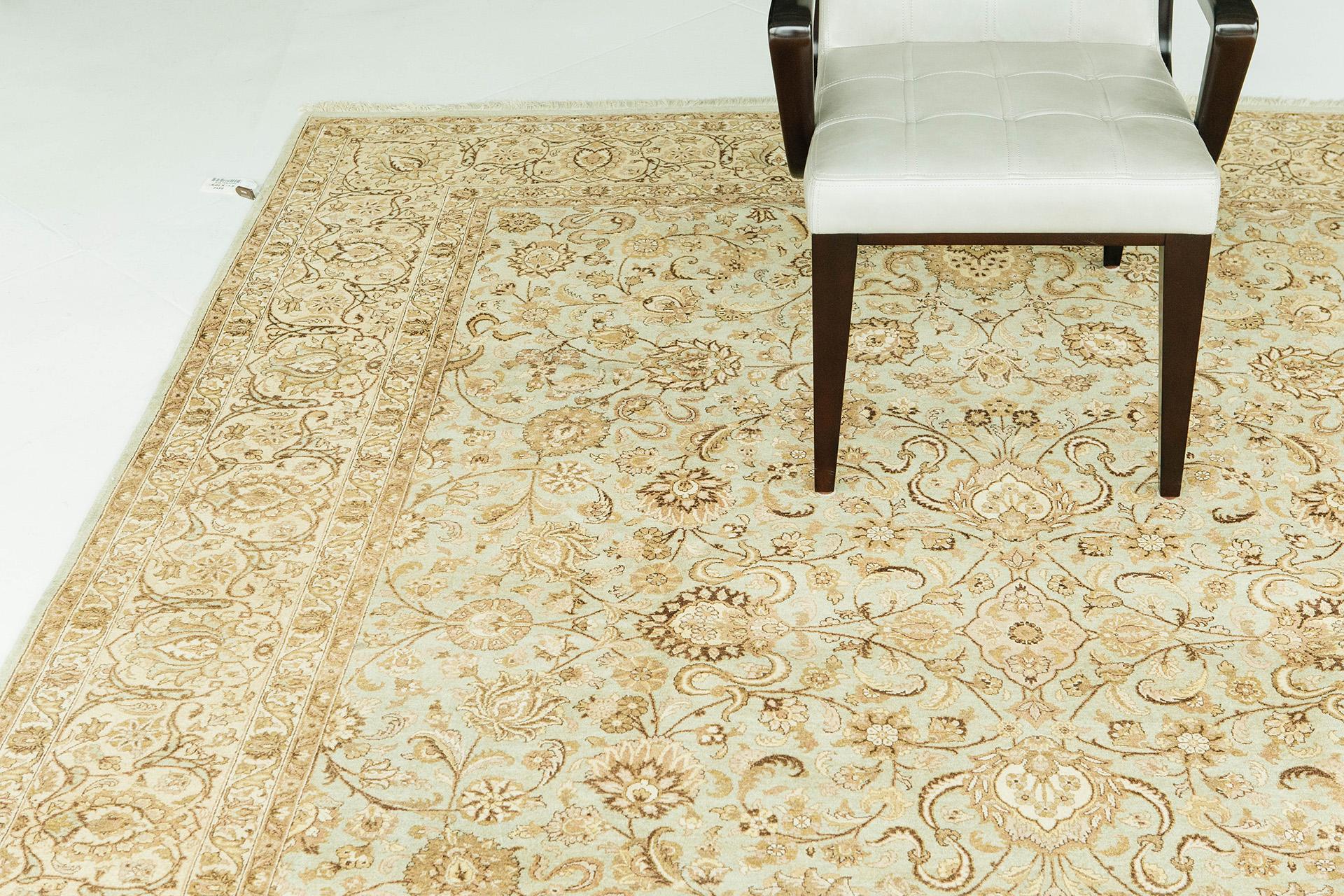 Feiner Naturfarbstoff Tabriz Allover-Design-Teppich im Angebot 1