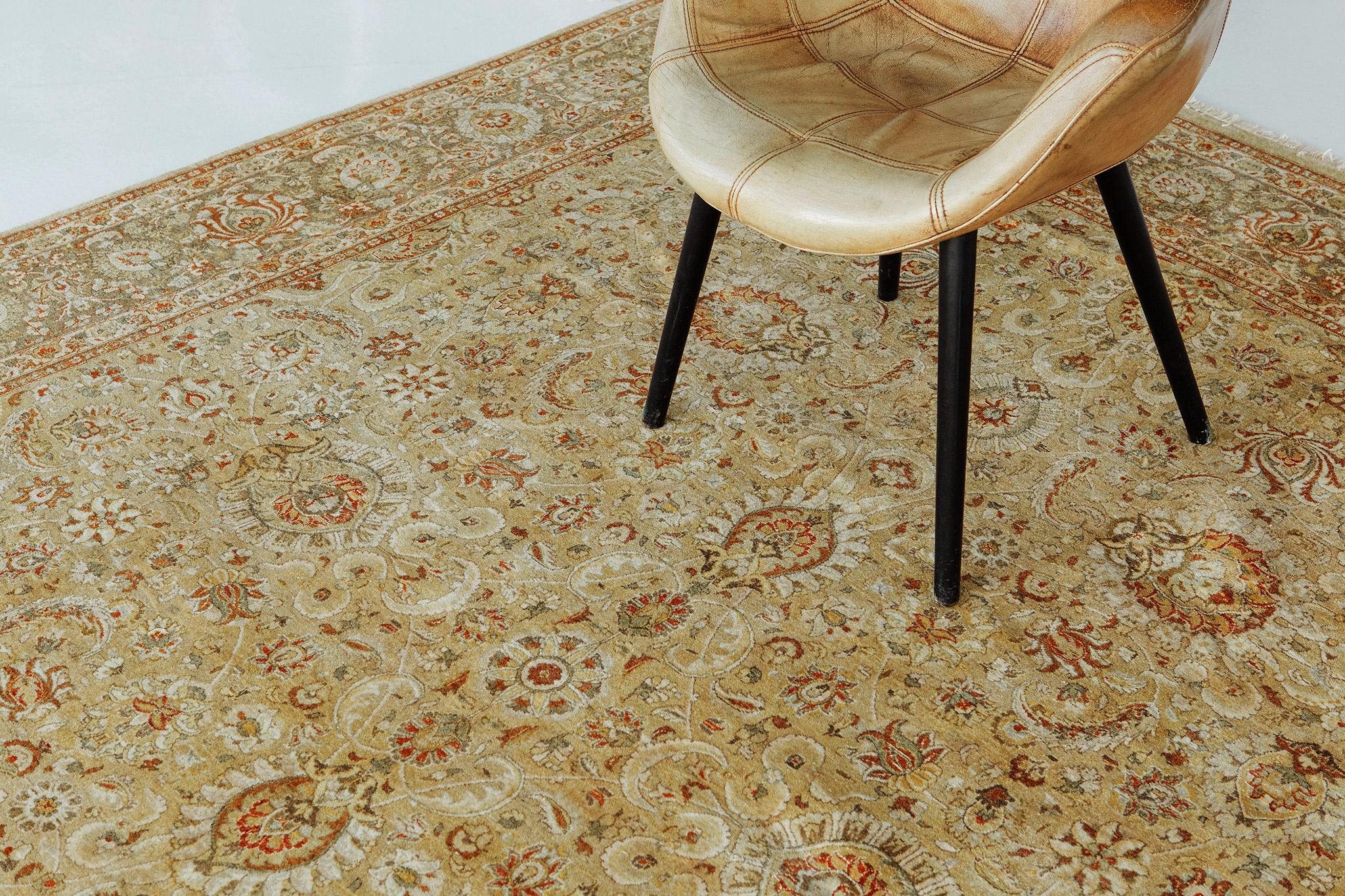 Feiner Naturfarbstoff Tabriz Allover-Design-Teppich im Angebot 1