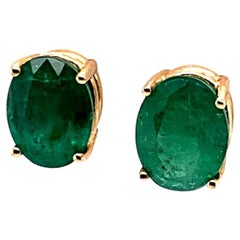 Natural Emerald Stud Earrings 14k Gold 3.90 CTW Women Certified 