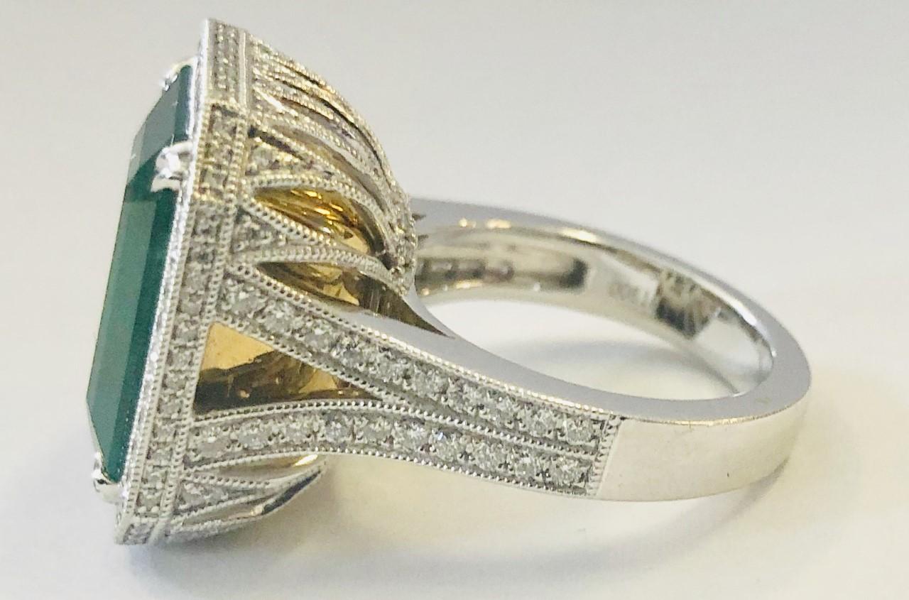 Fine Natural Emerald and Diamond Ring 12.42 Carat in Platinum 2