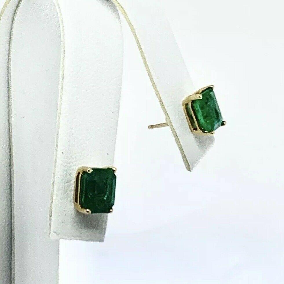Emerald Cut Fine Natural Emerald Stud Earrings 2.25 Carat 14 Karat Certified
