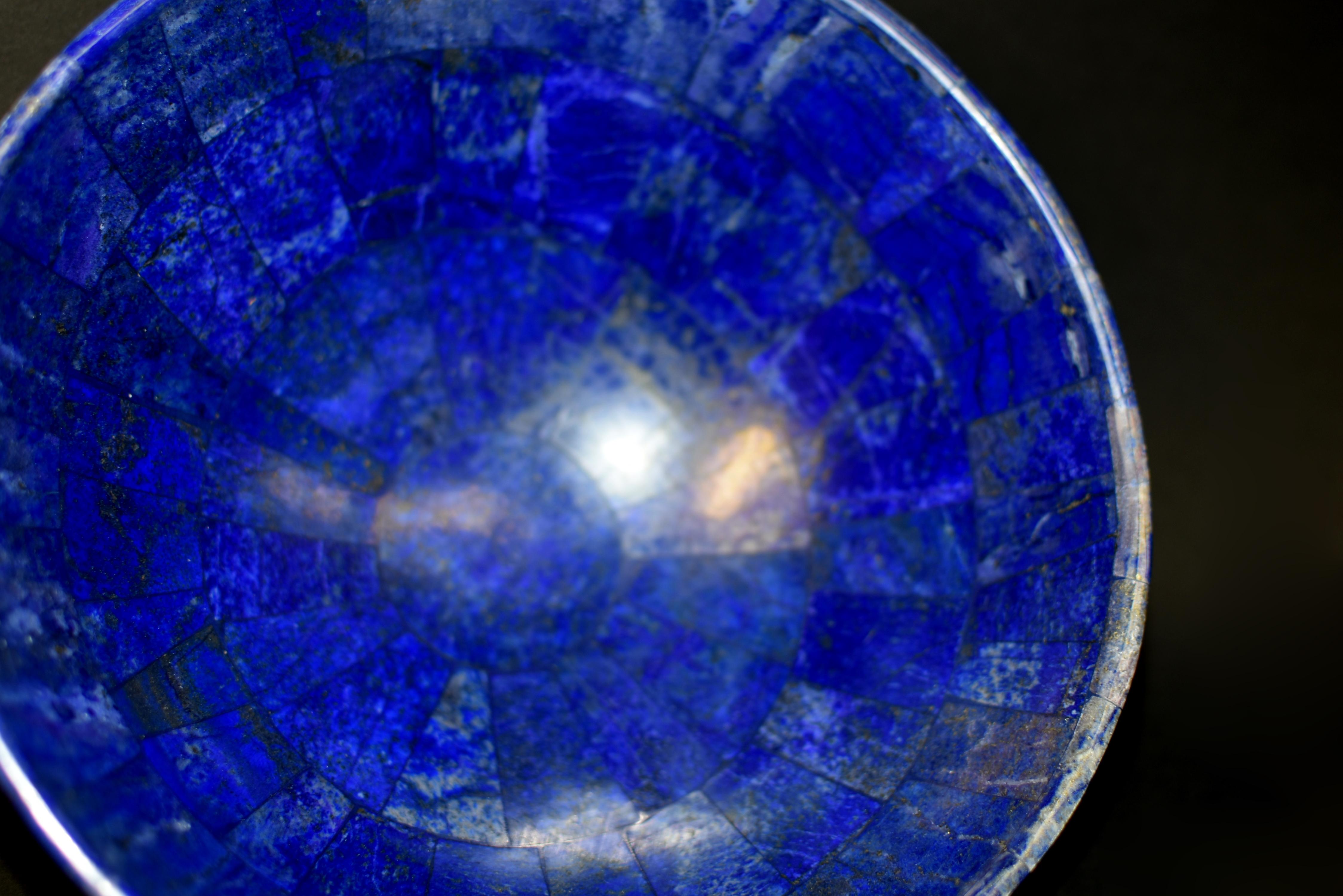Hand-Crafted Fine Natural Lapis Lazuli Bowl Two 8.25