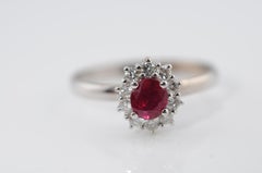 Fine Natural No Heat Ruby Ring in 18K White Gold