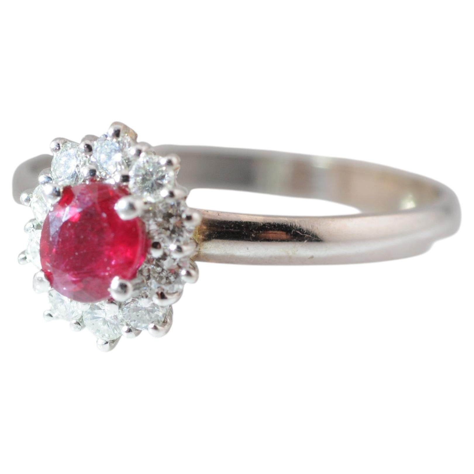 Fine Natural No Heat Ruby Ring in 18K White Gold