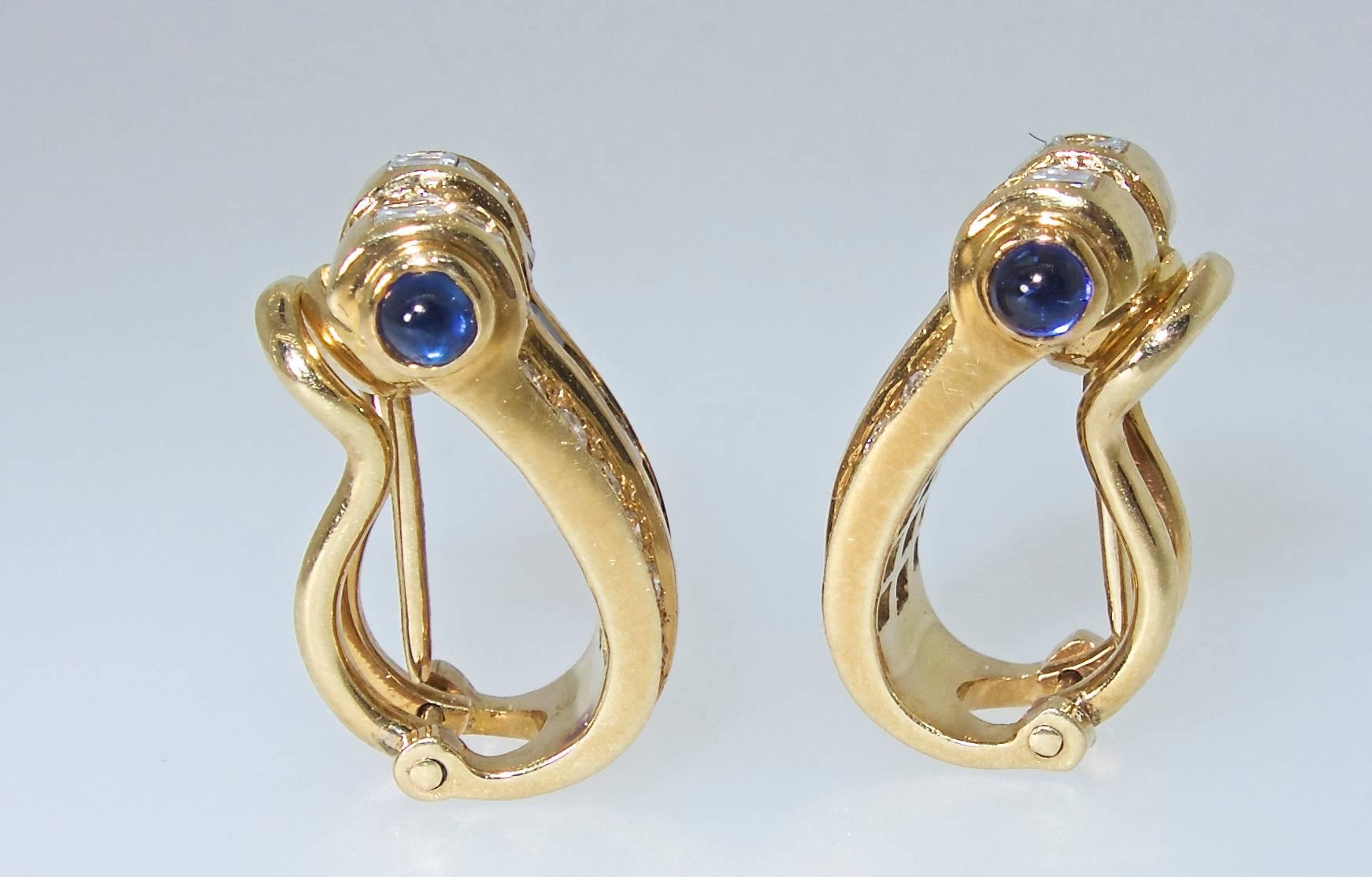 Contemporary Fine Natural Sapphire and Diamond Earrings