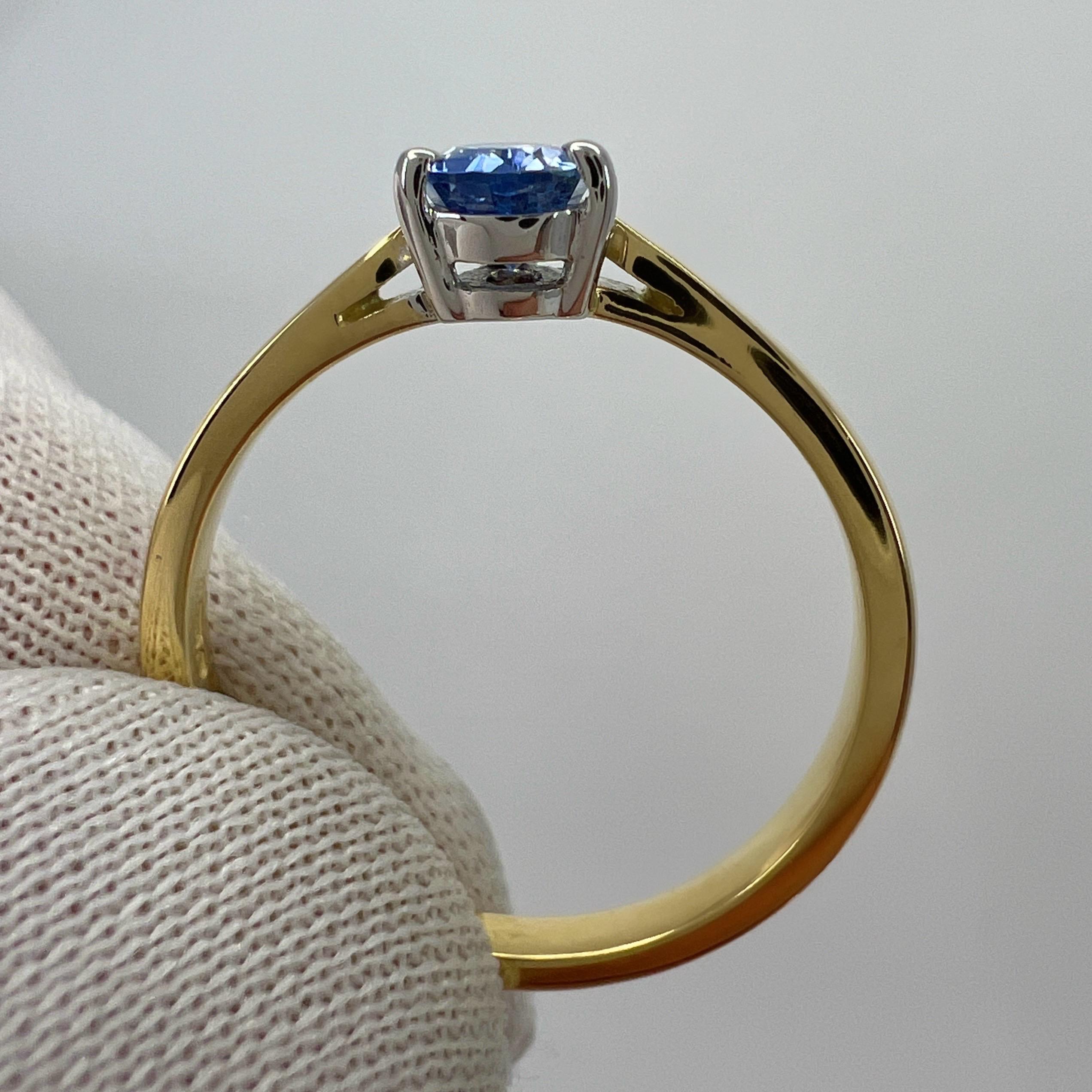 Fine Natural Vivid Blue Ceylon Sapphire Pear Teardrop 18k Gold Solitaire Ring For Sale 2