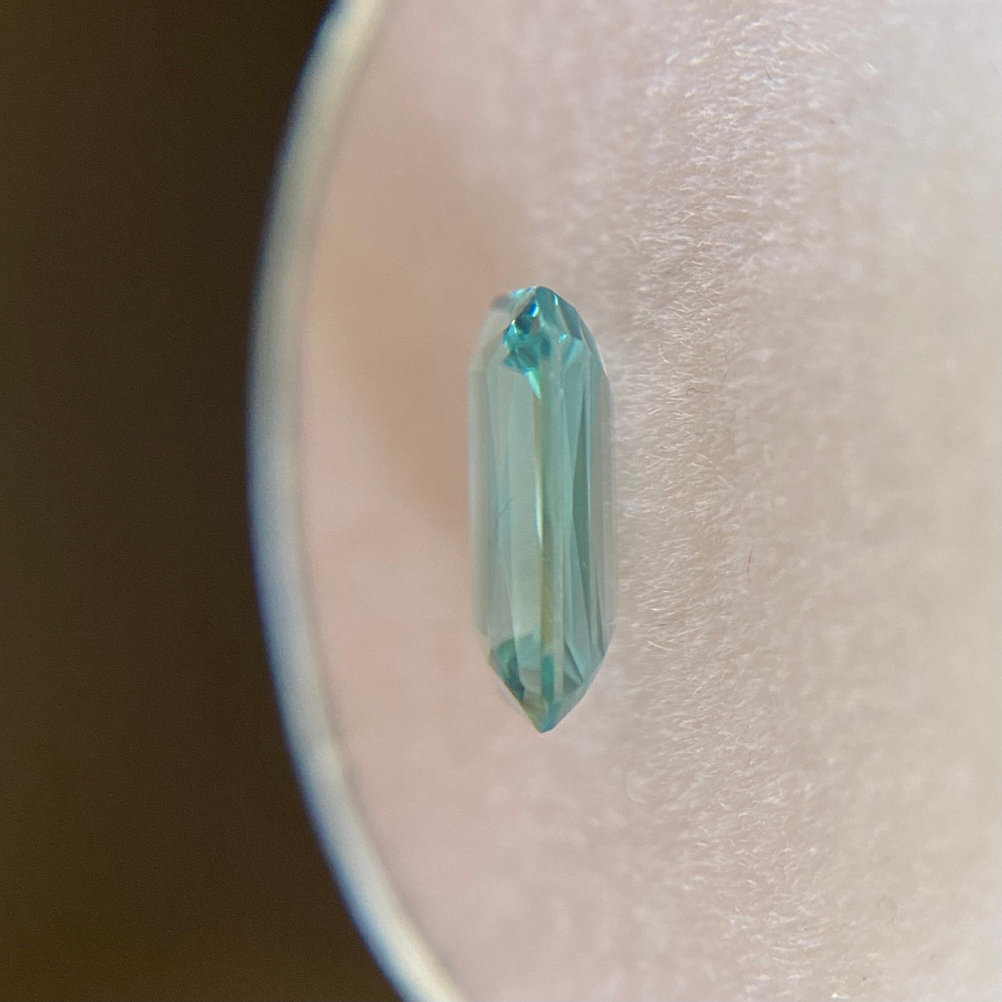 Fine Natural Vivid Neon Blue Zircon 1.71ct Emerald Cut Loose Gem 3
