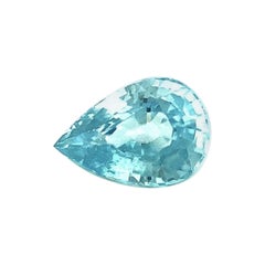 Fine Natural Vivid Neon Blue Zircon 1.89ct Pear Teardrop Cut Loose Gem