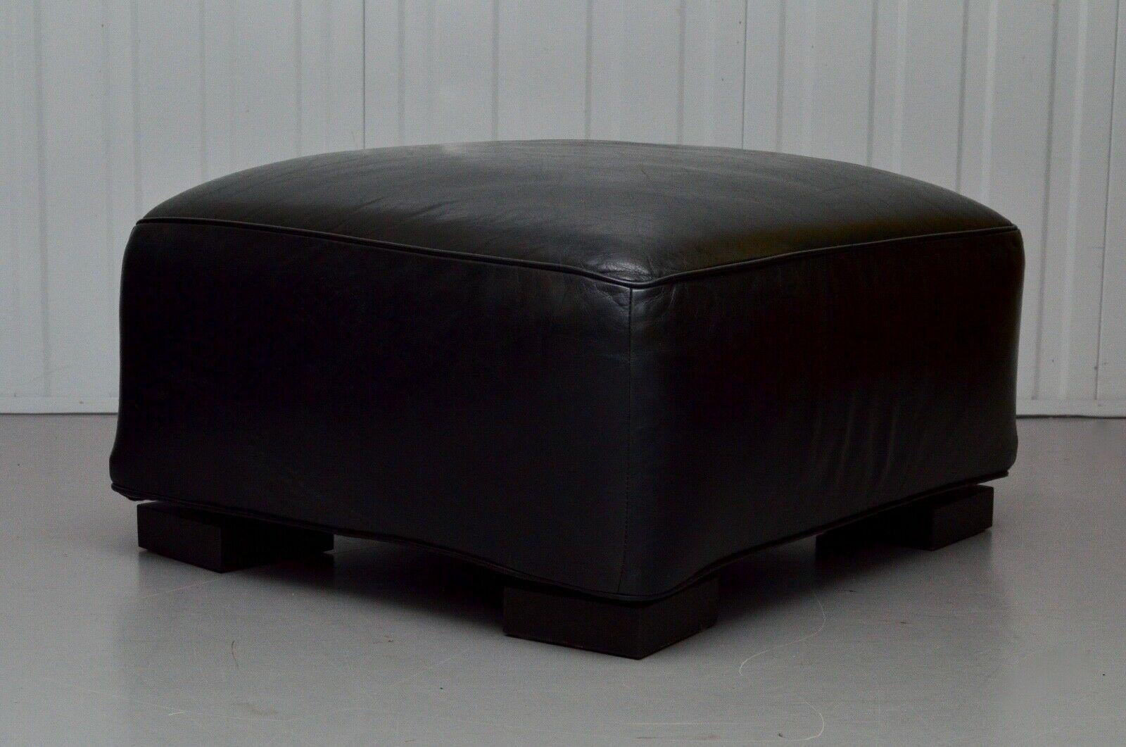 Leather FINE NATUZZI BLACK LEATHER ARMCHAiR & FOOTSTOOL MADE IN ITALY