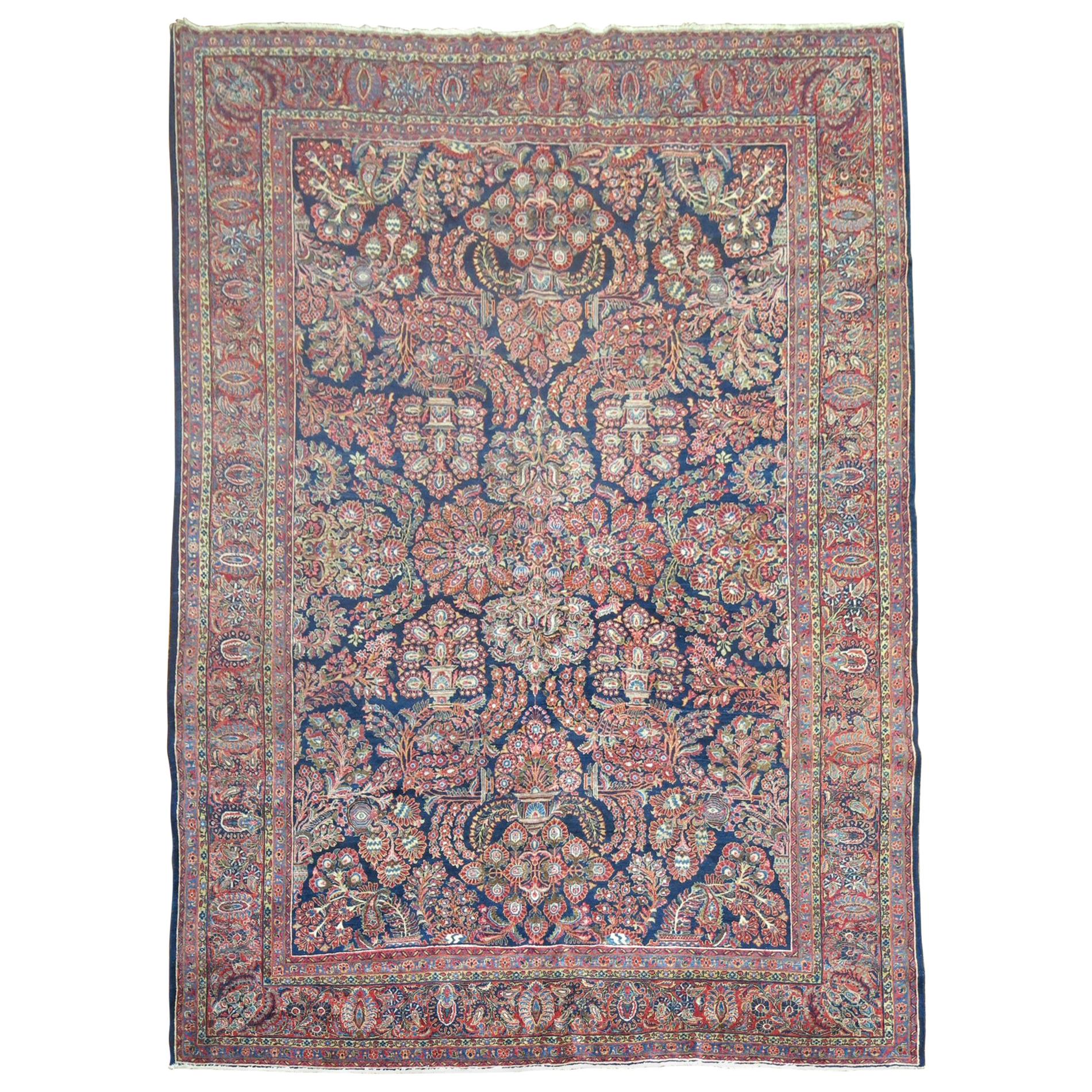 Navy Blue Antique Persian Sarouk Rug For Sale at 1stDibs blue persian