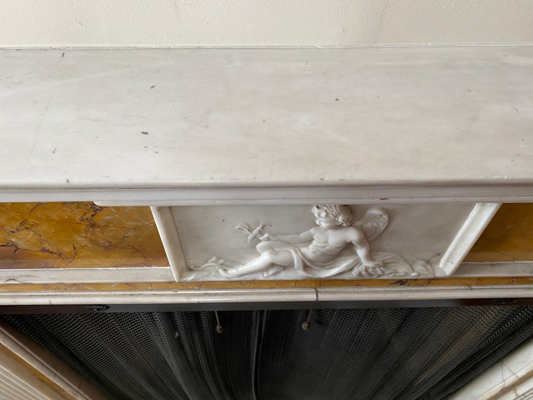 Fine Neo Classical Georgian Period White Statuary and Siena Marble Mantel For Sale 7